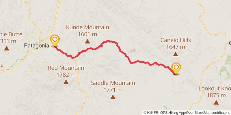 Sky Islands Traverse stage 10 Map
