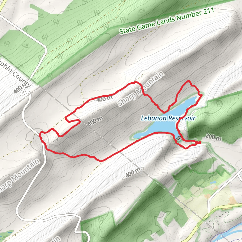 A map preview of the recording 2026-03-30 Lebanon Reservoir Boxcar Rocks.