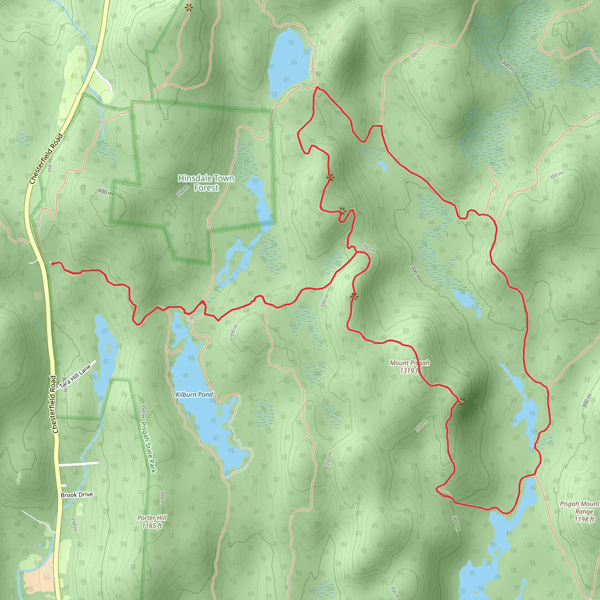 Mount Pisgah Baker Pond Loop Trail mobile static map