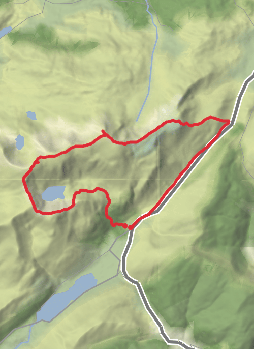 Cadair Idris from Dol Idris and via Minffordd path up and over Mynydd Moel down mobile static map