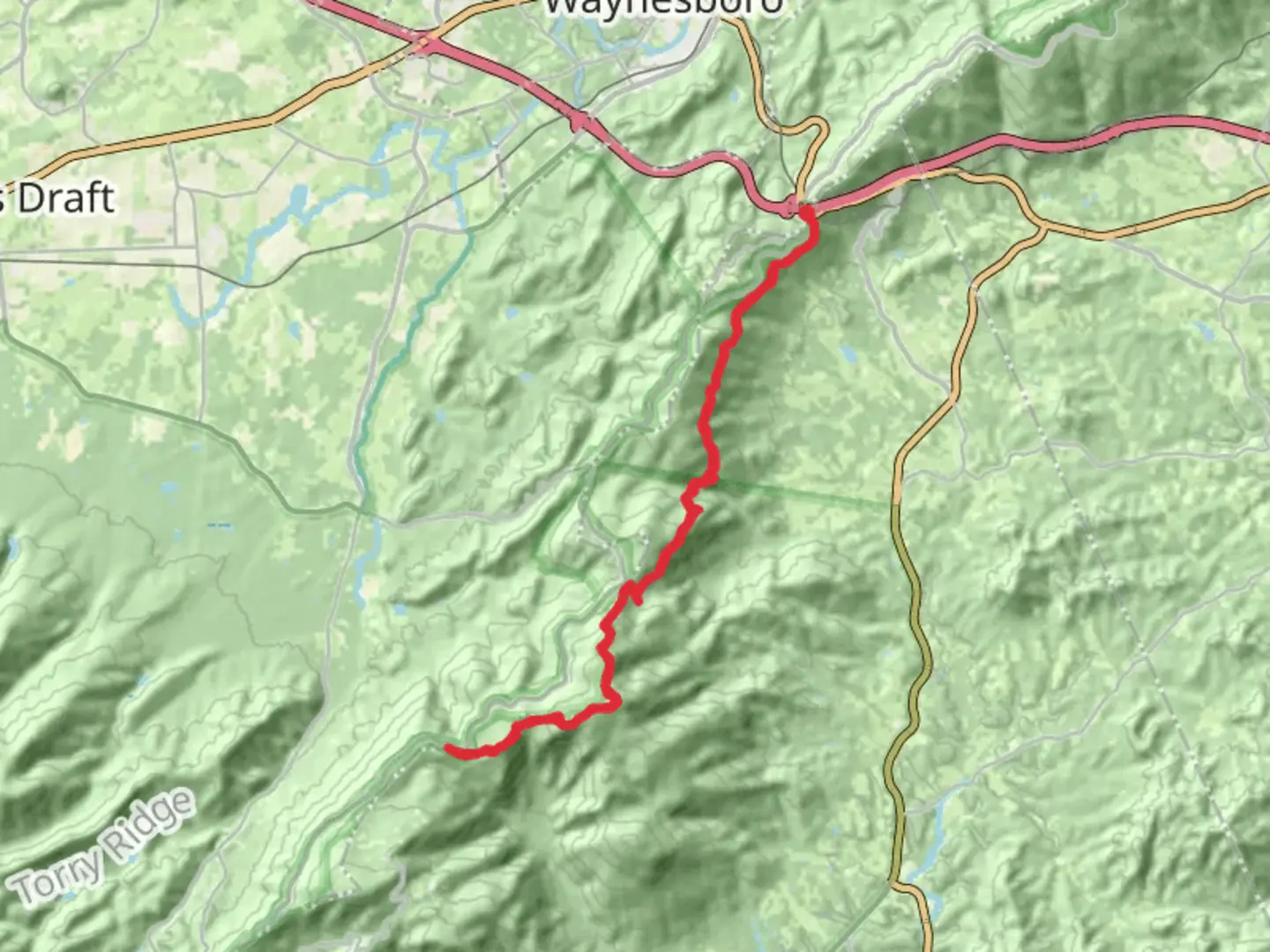 An image depicting the trail Dripping Rock and Humpback Mountain via Appalachian Trail and its surrounding area.