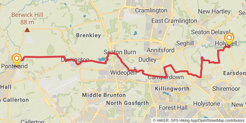 Tyne and Wear Heritage Way stage 2 Map