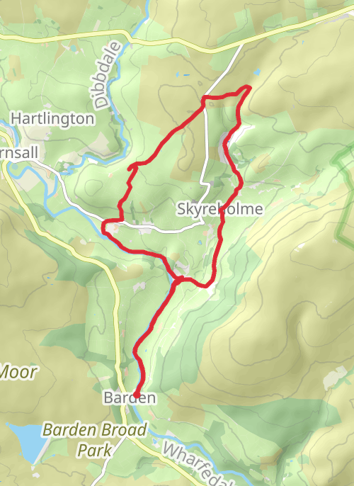 Barden bridge, Skireholme,Trollers ghyll, Appletreewick circuit mobile static map
