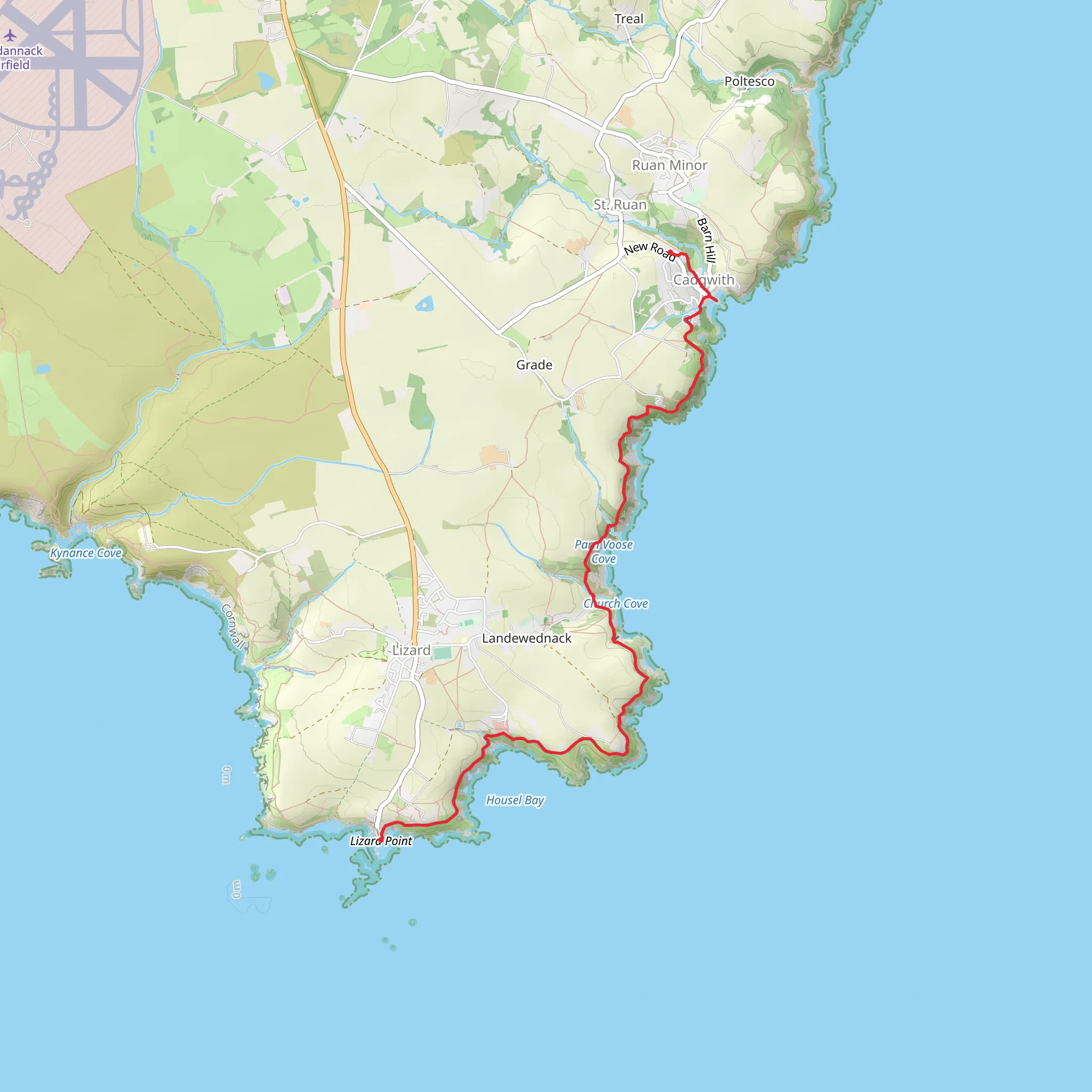 Lizard Point and Parn Voose Cove Walk mobile static map