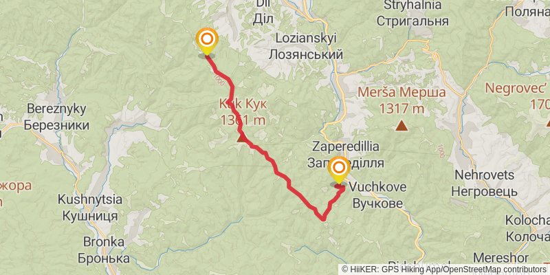 Trans Carpathian Hike stage 50 Map