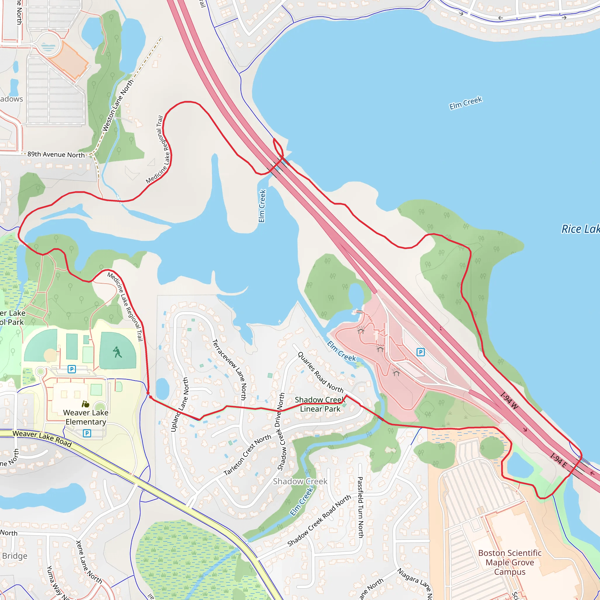 Medicine Lake Regional Loop Trail mobile static map