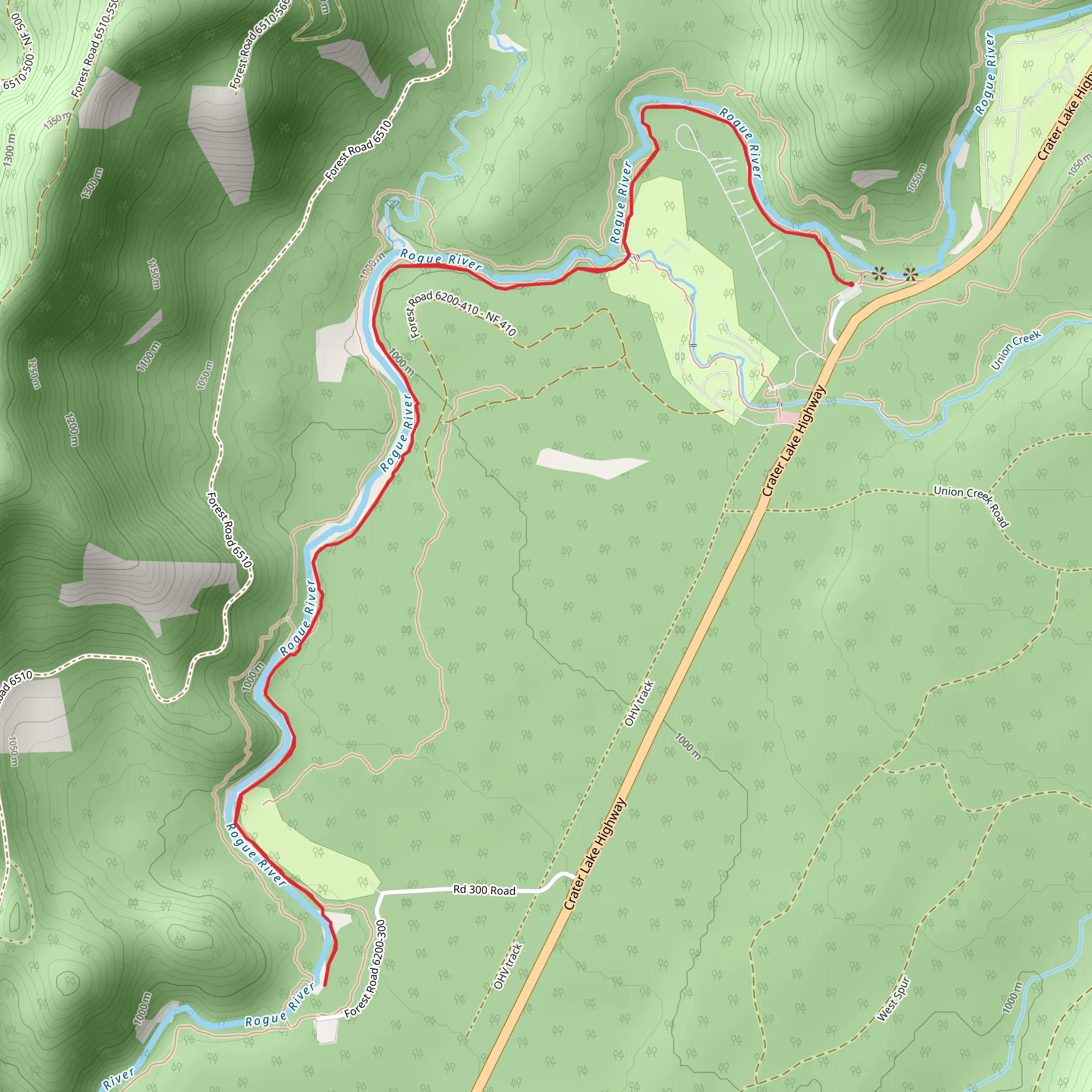Rogue Gorge Trail mobile static map