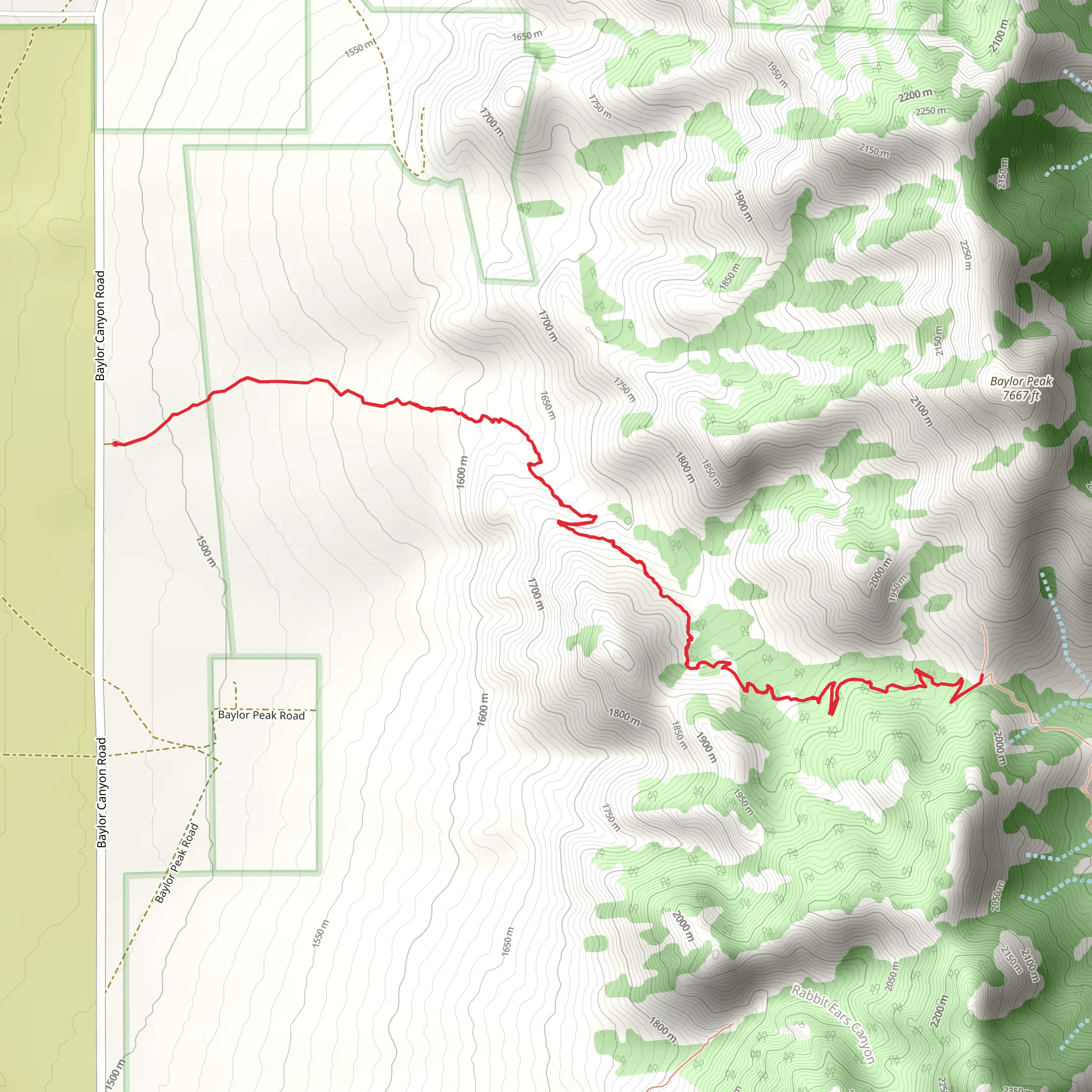 Baylor Canyon Pass mobile static map