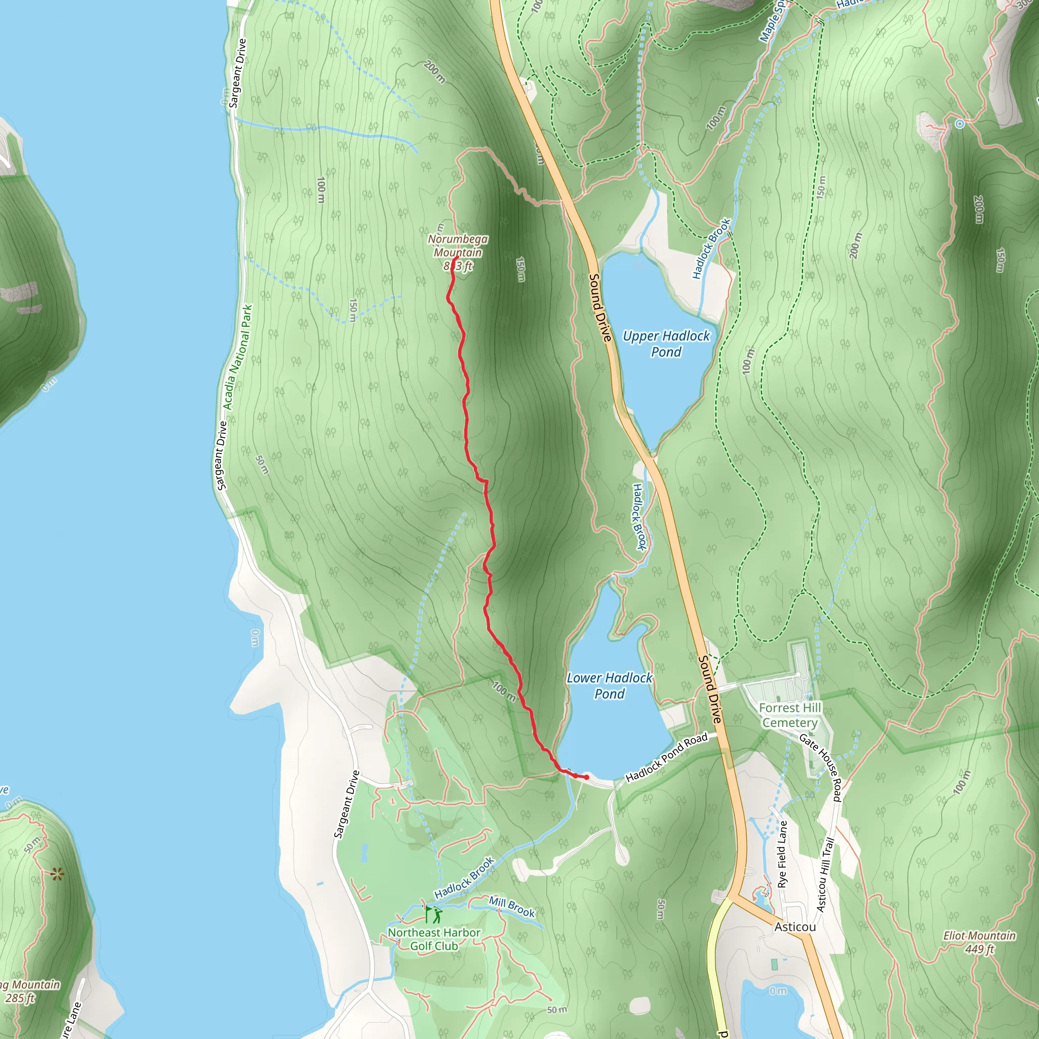 Norumbega Mountain Trail mobile static map