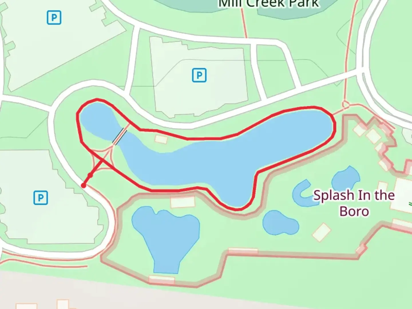 An image depicting the trail Mill Creek Park Pond Loop and its surrounding area.