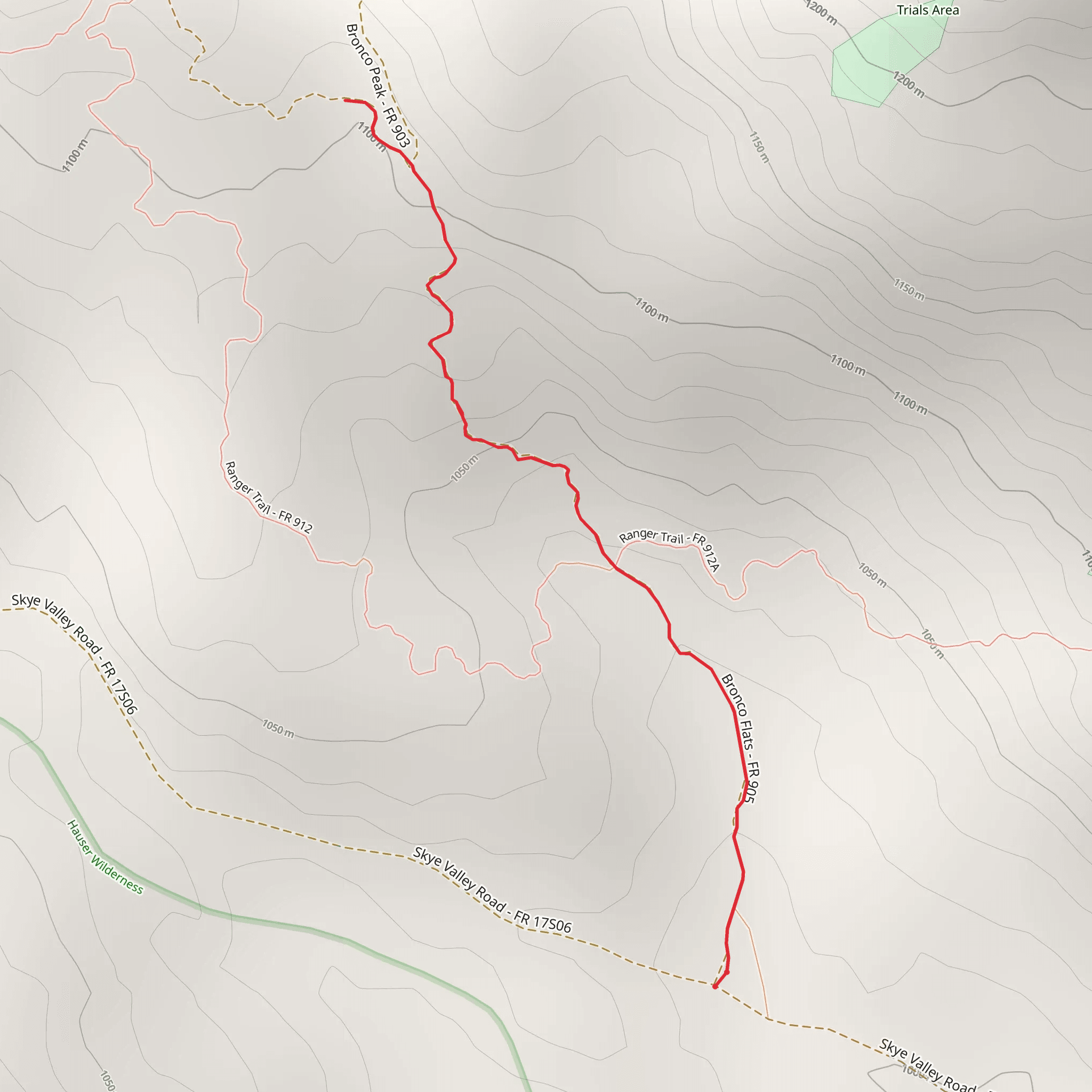 Bronco Flat Trail mobile static map