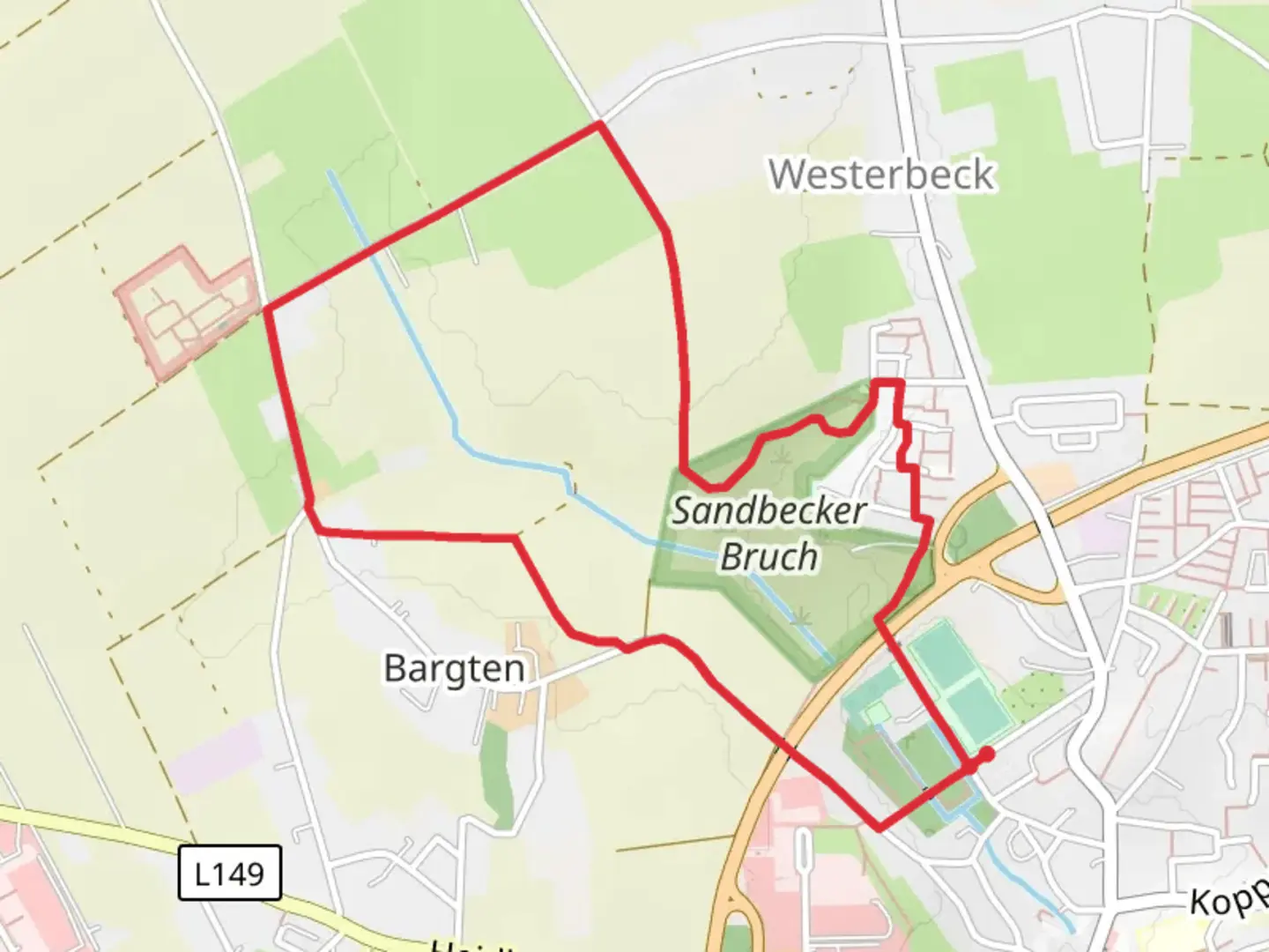 An image depicting the trail Lange Reihe and Garlstedter Kirchweg Loop and its surrounding area.