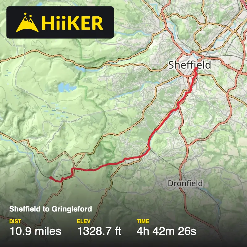 A map preview of the recording Sheffield to Gringleford .
