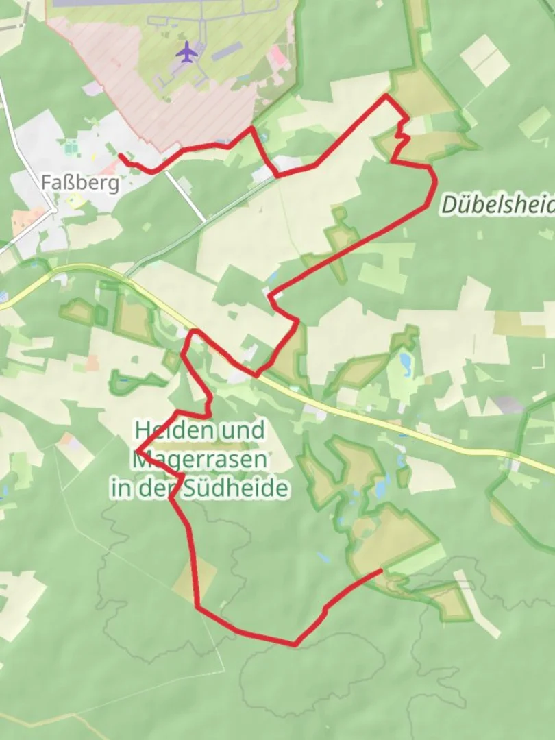 An image depicting the trail Fabberg to Grobe Heide Walk and its surrounding area.