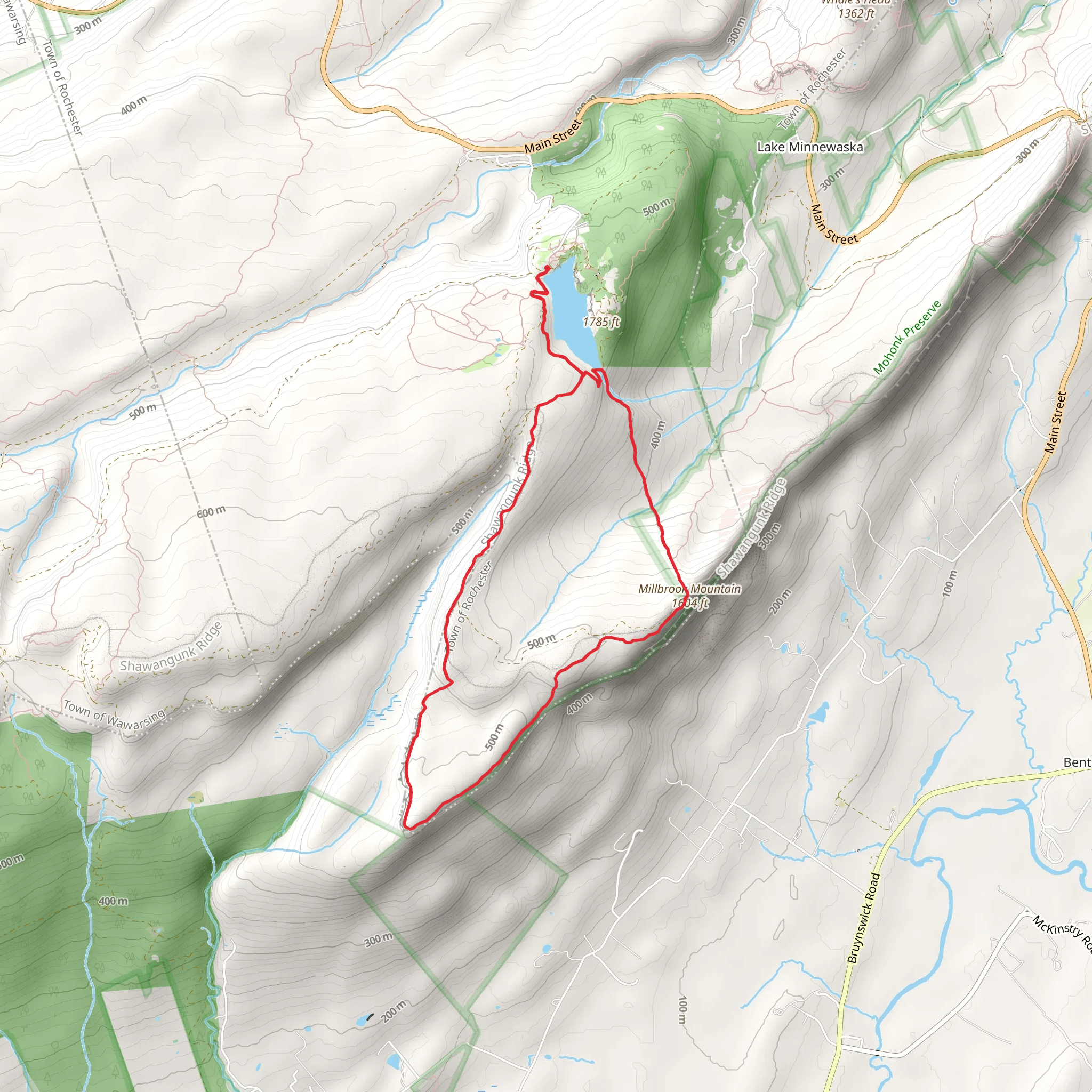 Millbrook Mountain and Lake Minnewaska Loop mobile static map