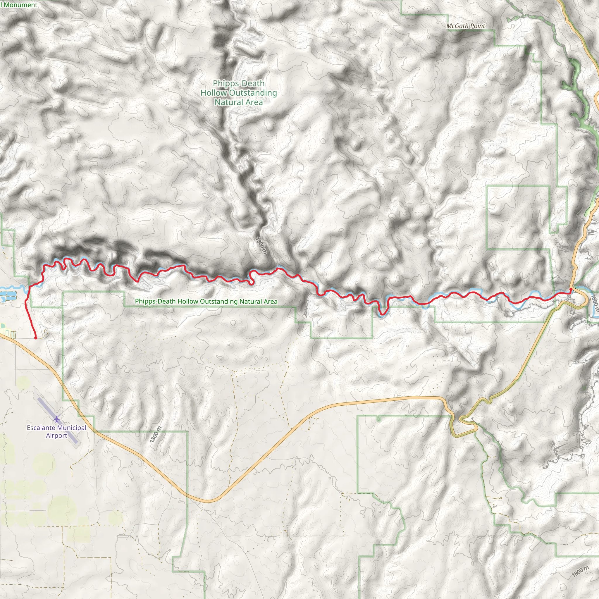 Escalante River Trail and Escalante Nature Bridge Trail mobile static map
