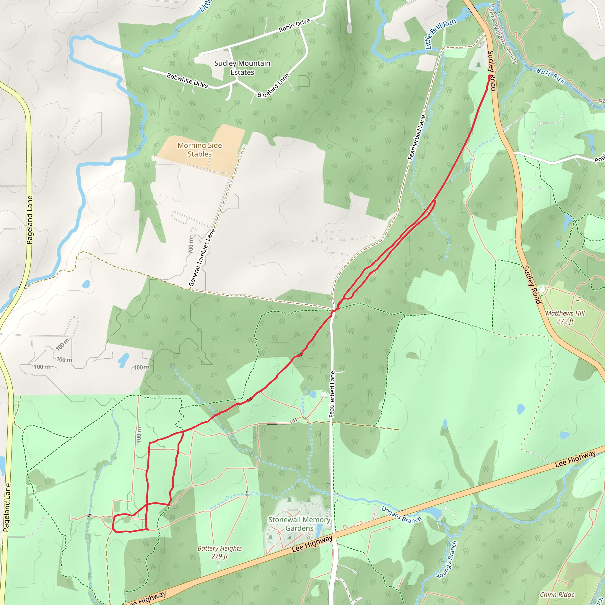 Sudley Connector - Second Manassas - Deep Cut Loop Trail mobile static map