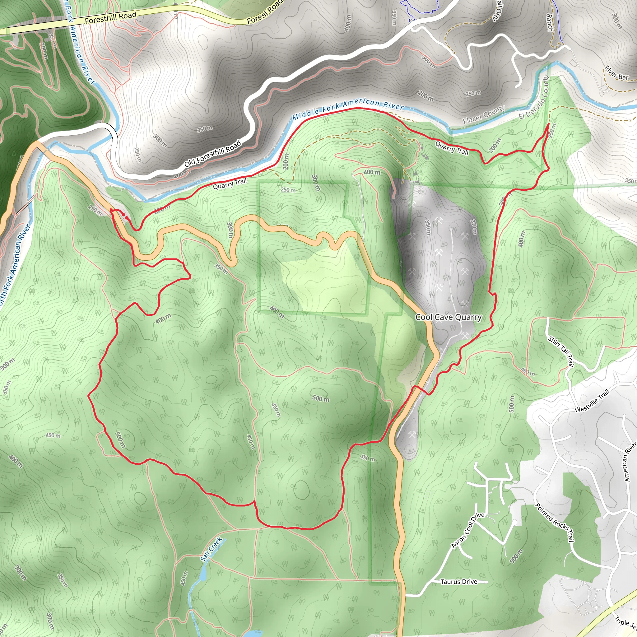 Training Hill and Western States 100 Endurance run Loop mobile static map
