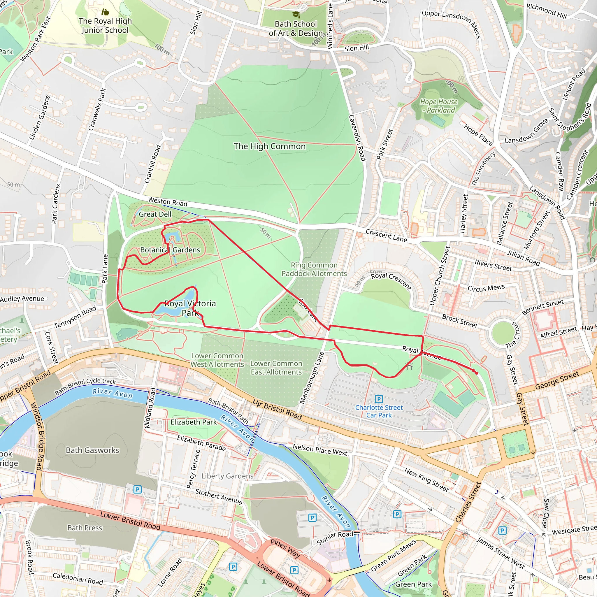 Royal Victoria Park Circular mobile static map