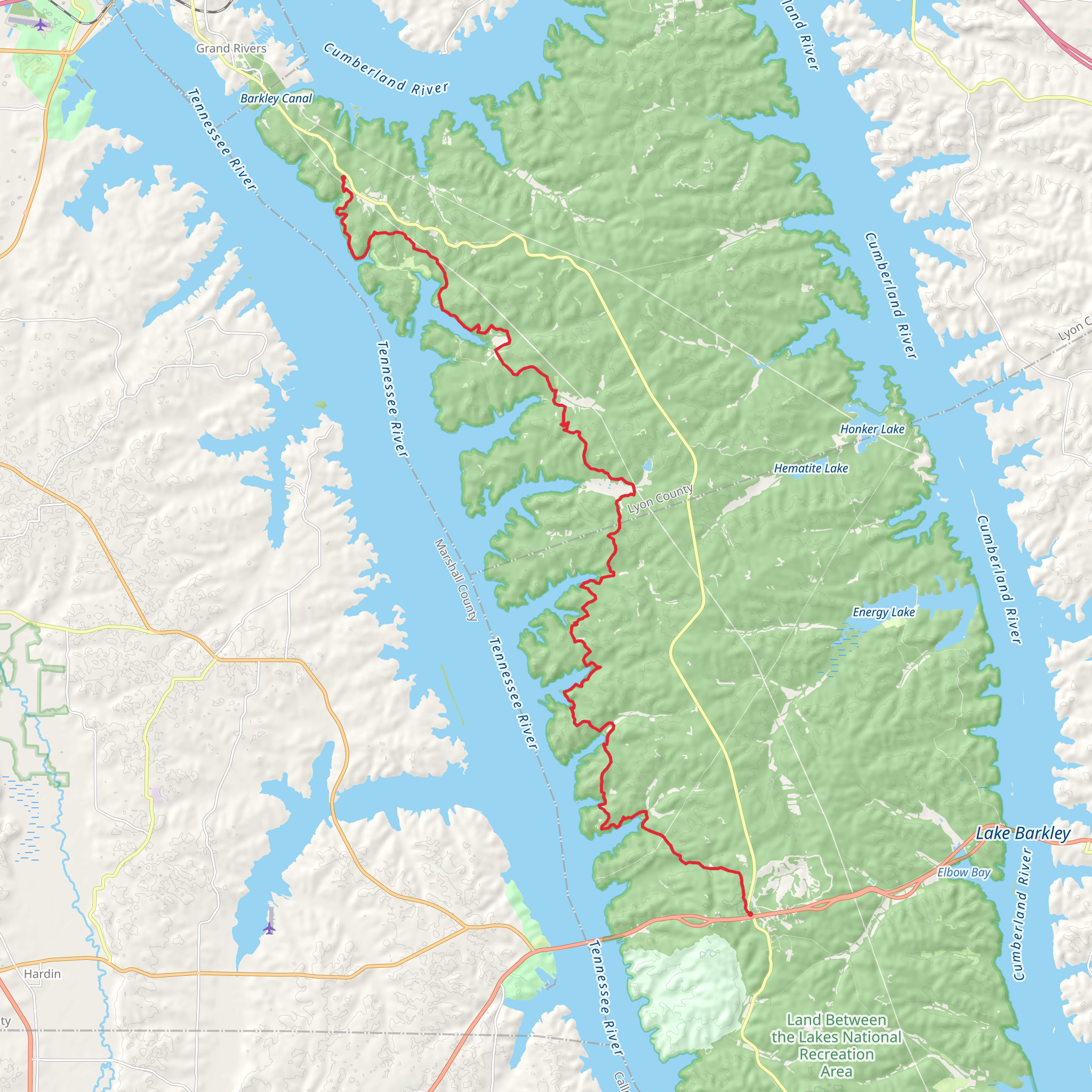 North-South Trail from Woodlands Trace National Scenic Byway mobile static map