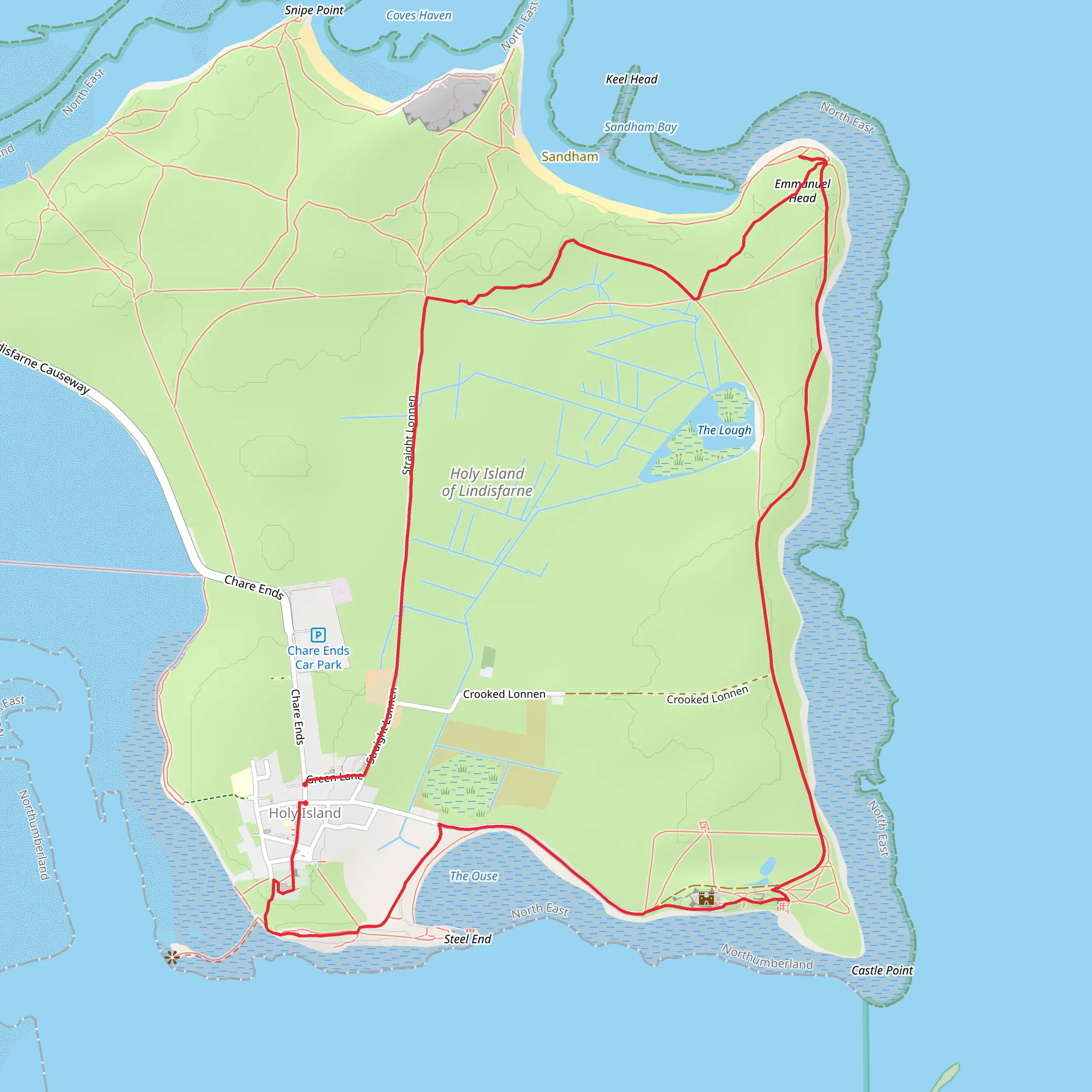 Holy Island of Lindisfarne Loop mobile static map