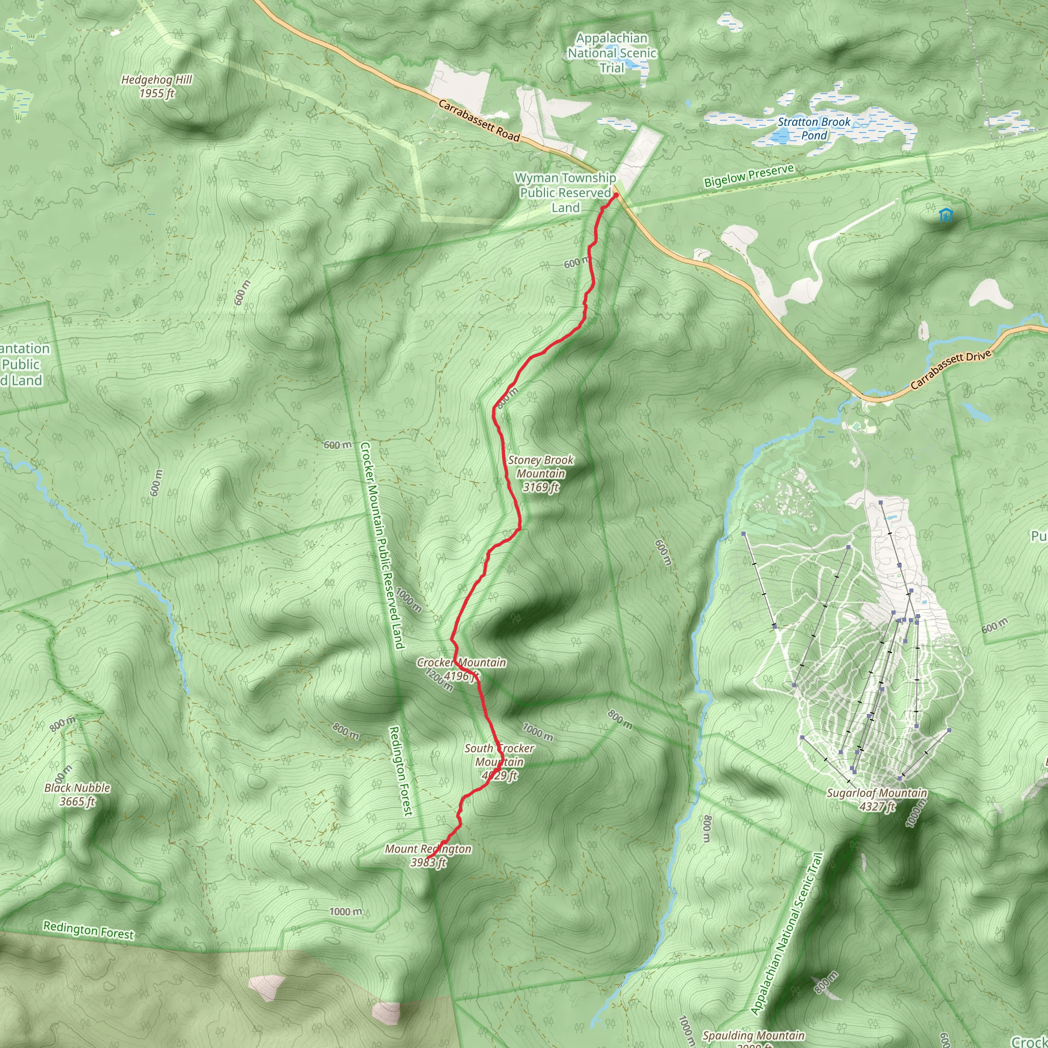 Mount Redington - Crocker Mountain from Carrabassett Road mobile static map