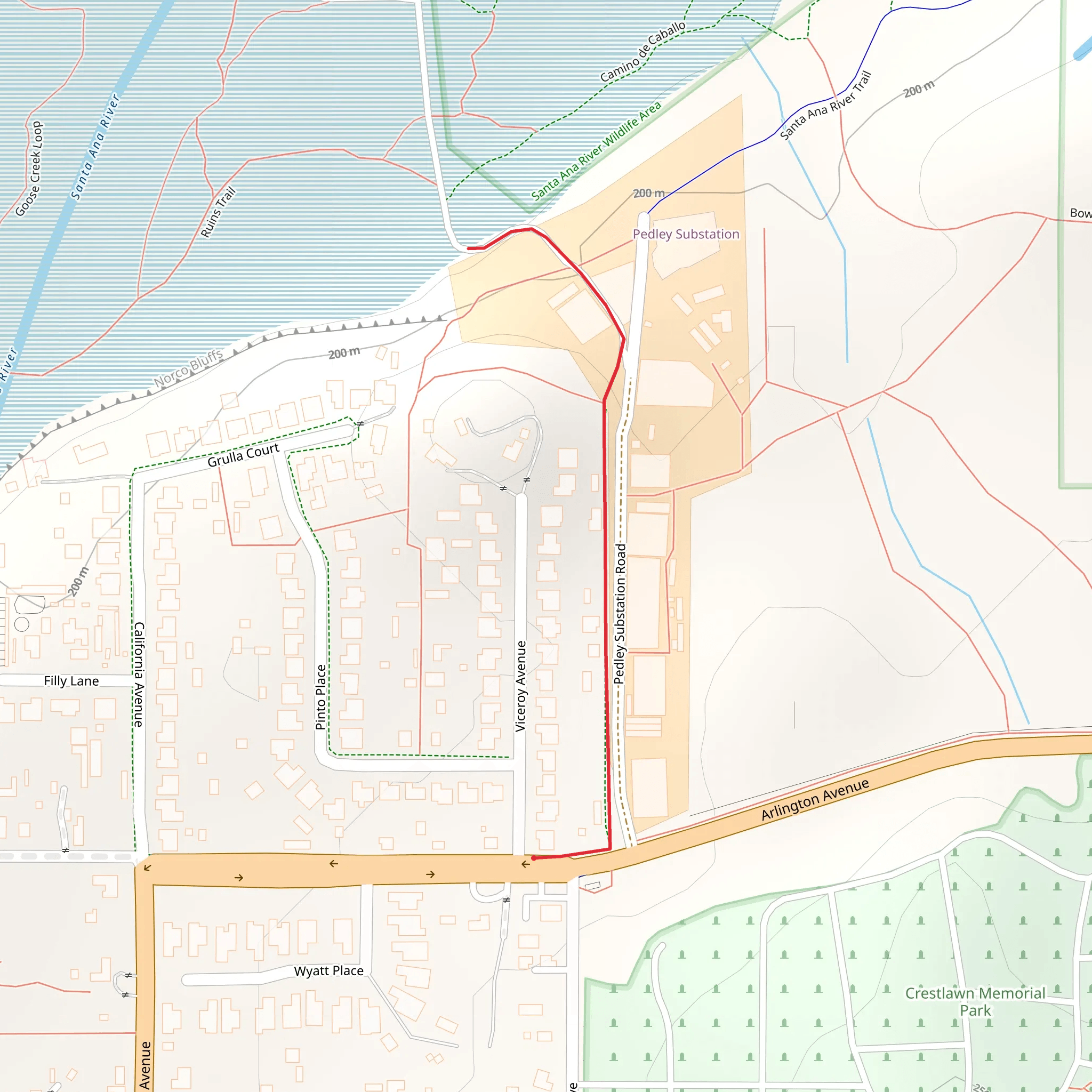 Santa Ana River from North Drive mobile static map