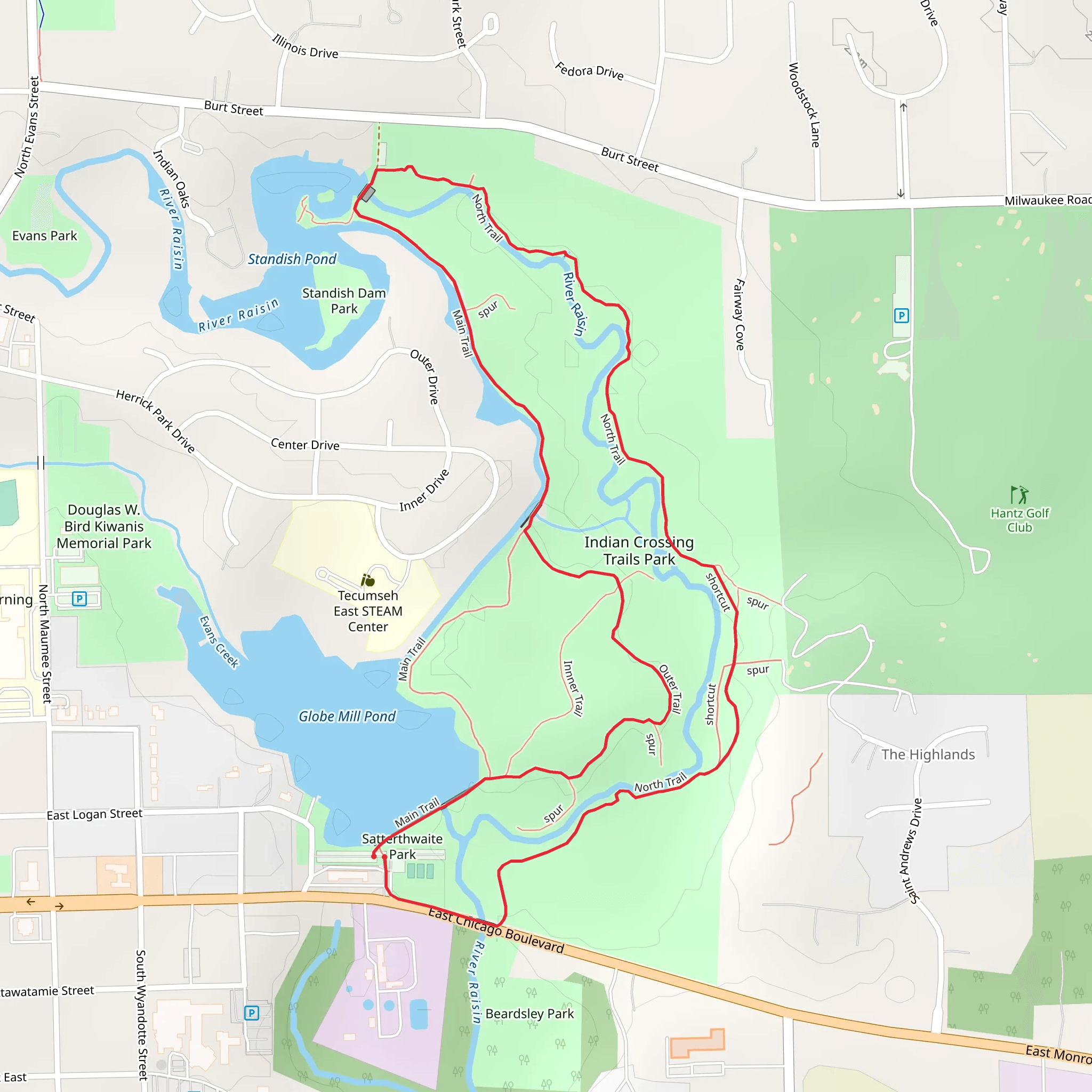 Main and North Loop Trail mobile static map