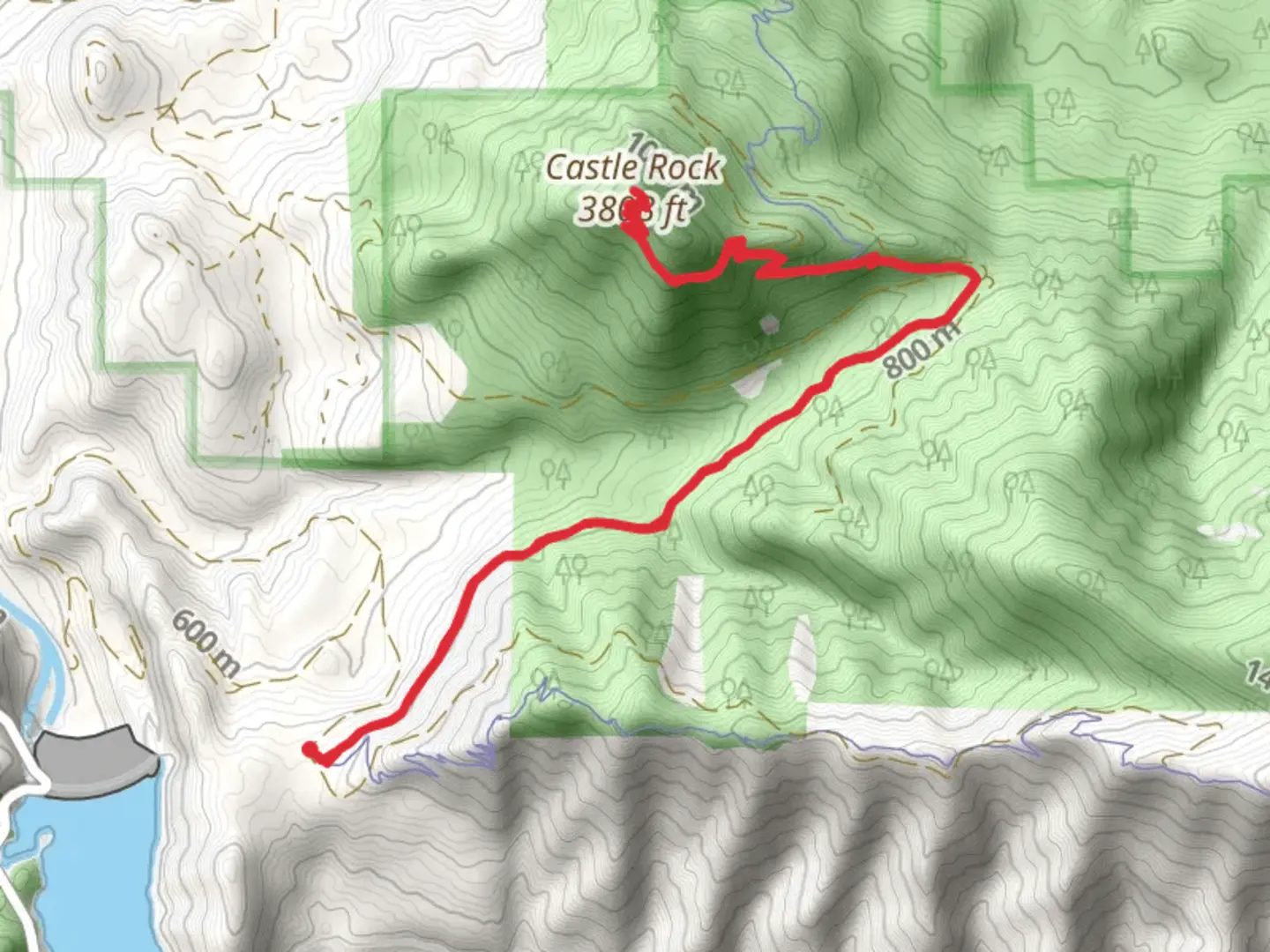 An image depicting the trail Castle Rock via Castle Rock Trail and its surrounding area.