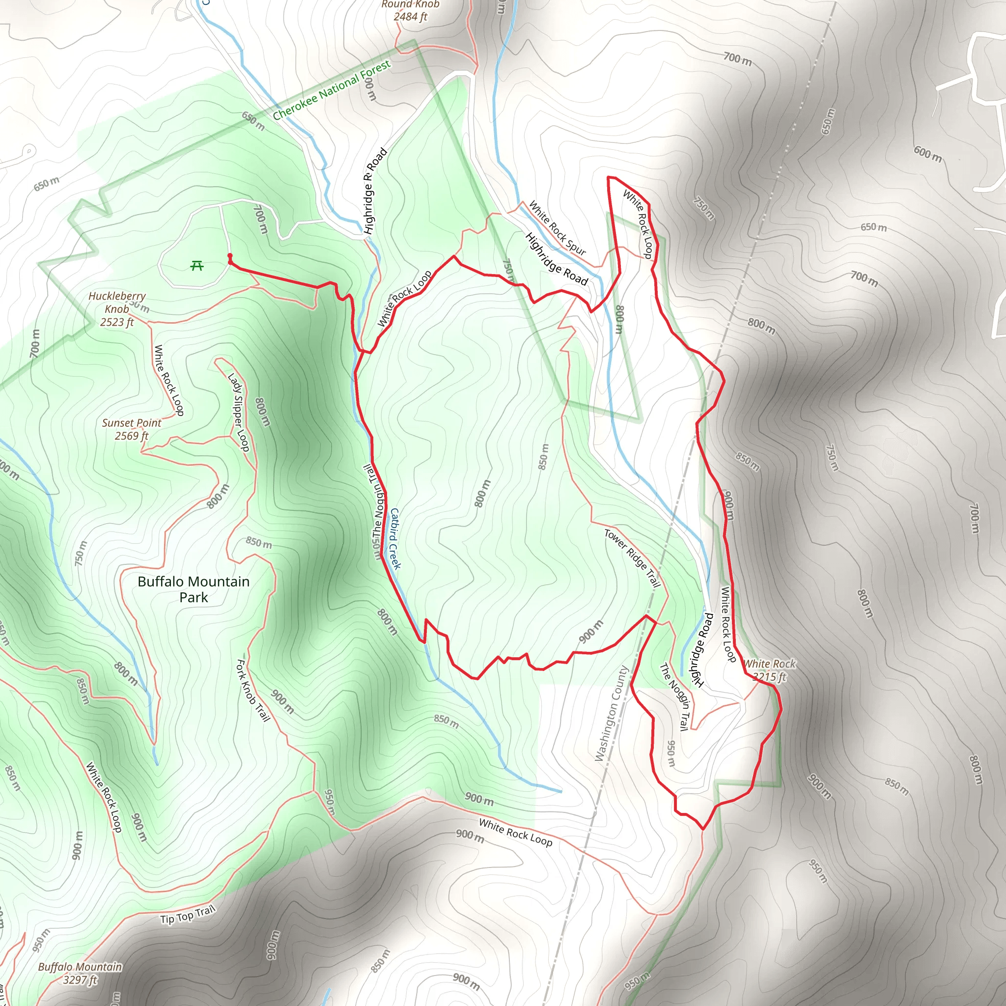 White Rock Loop and The Noggin Trail mobile static map
