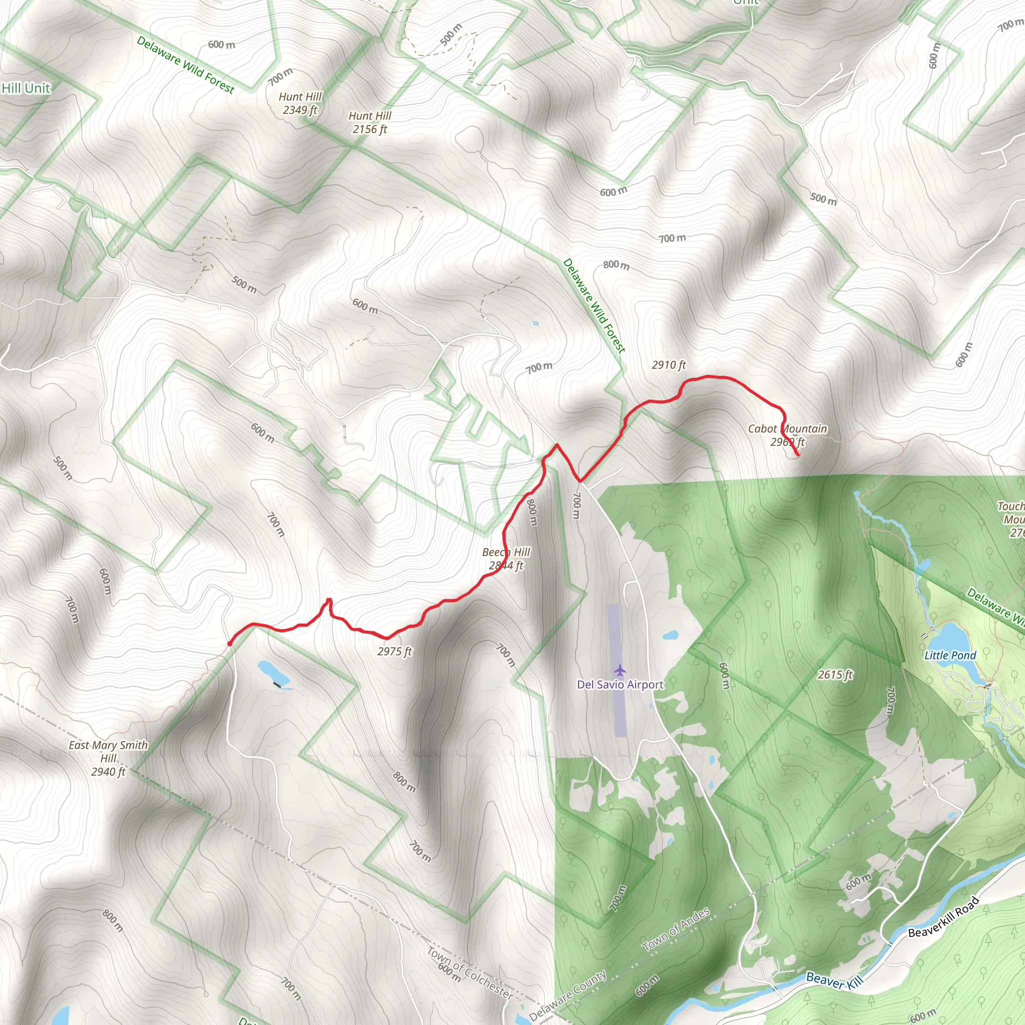 Middle Mountain Trail and Touch-Me-Not Trail mobile static map