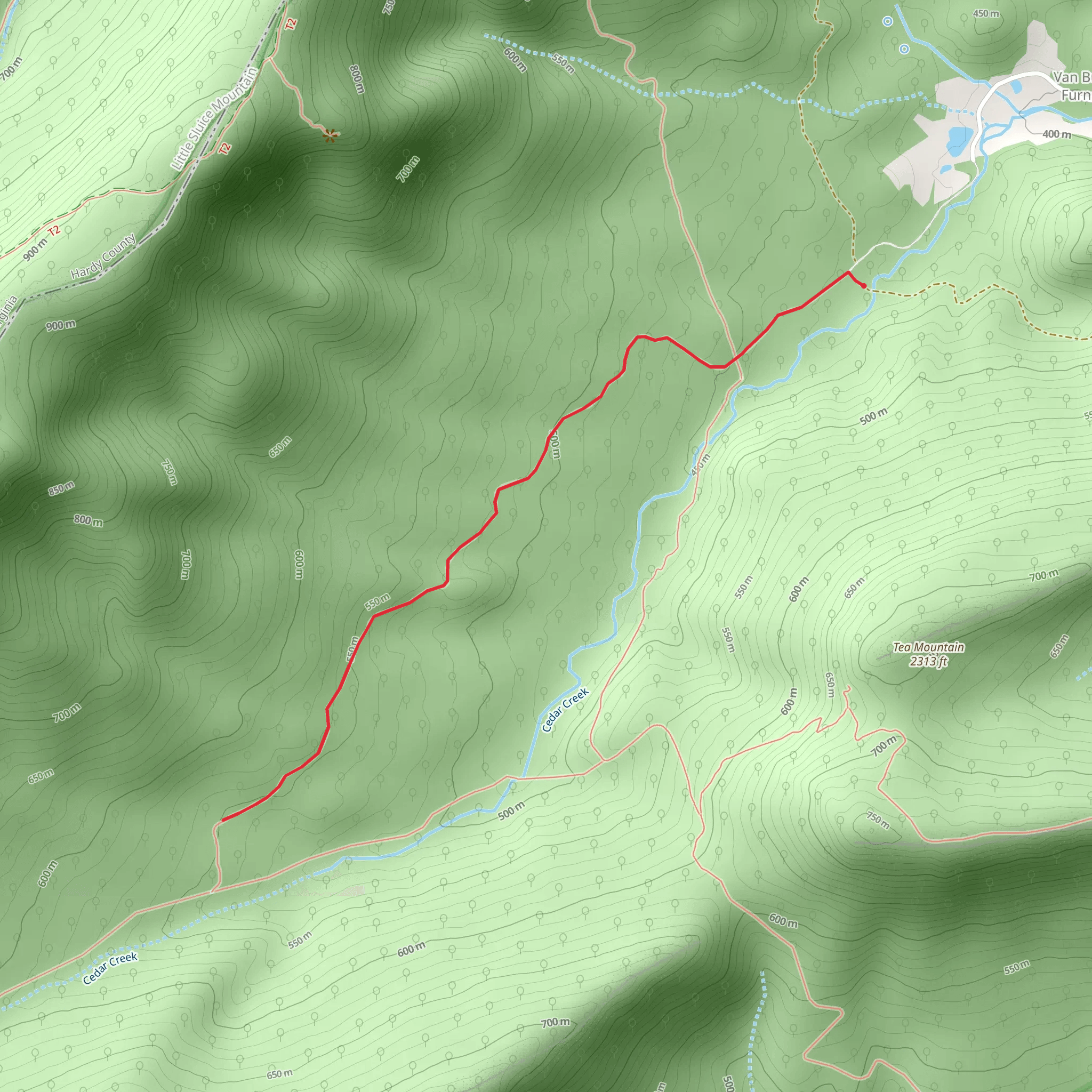Cedar Creek Out and Back mobile static map