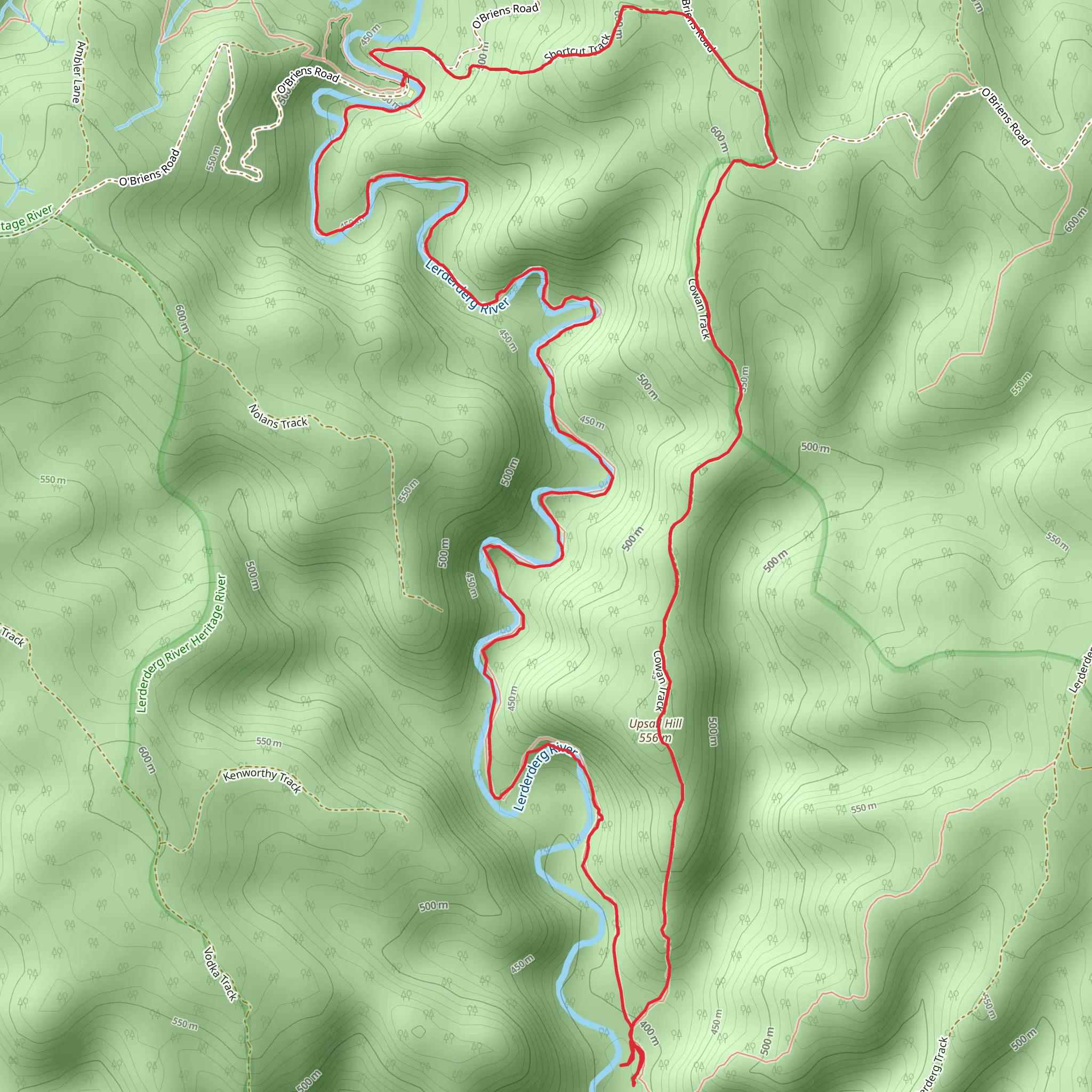 East Walk and Cowan Track mobile static map