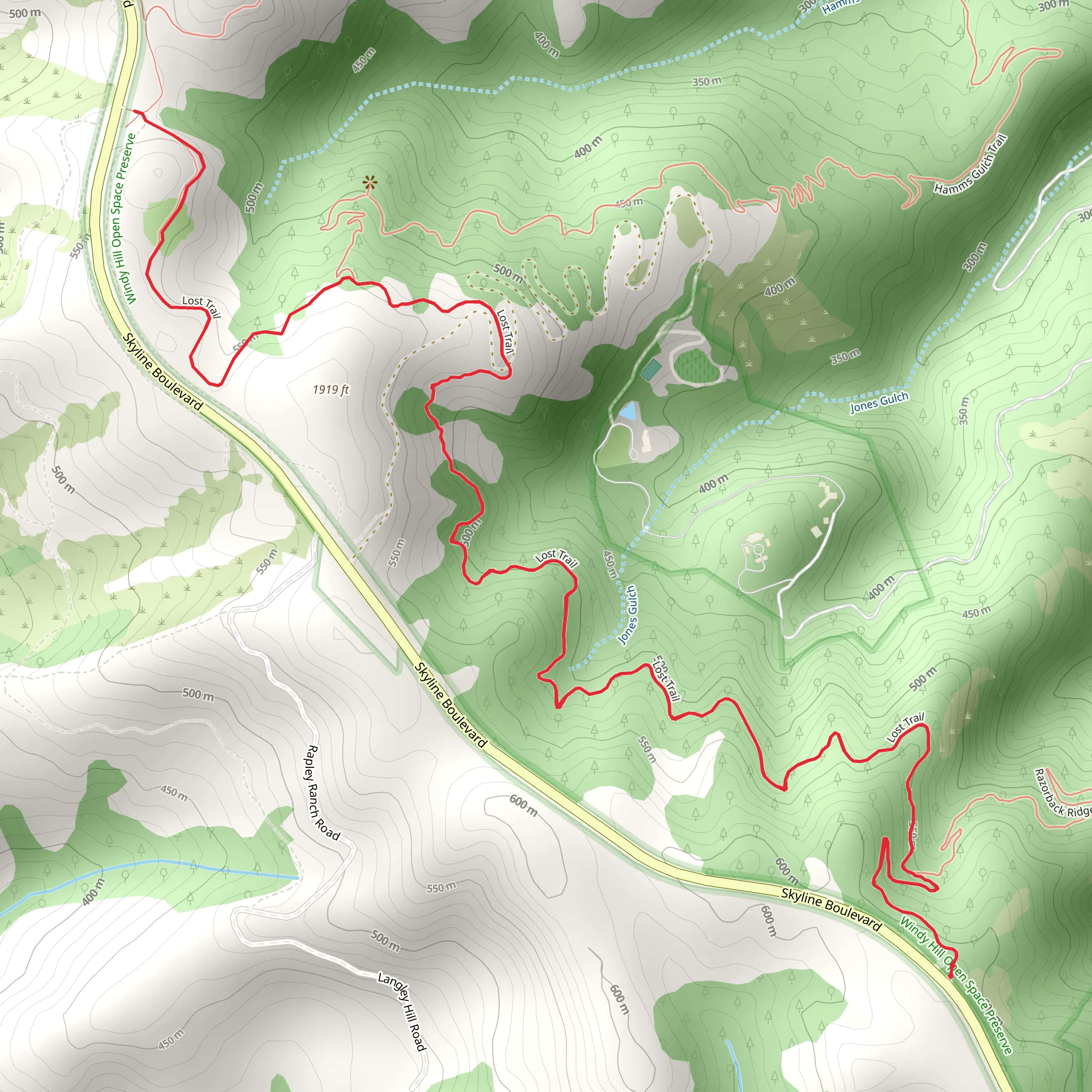 Razorback Ridge Trail and Lost Trai mobile static map