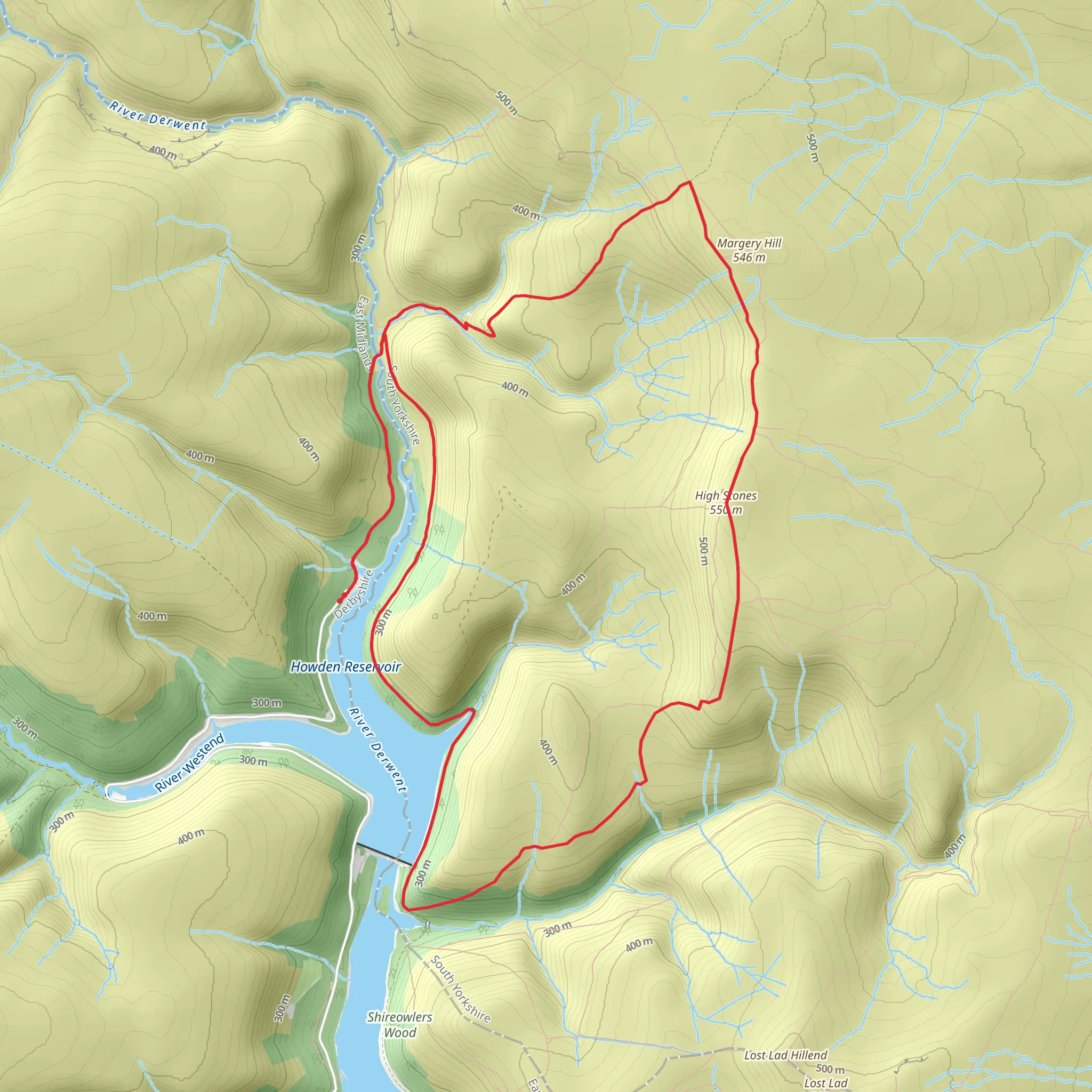 Cranberry Clough, Hogh Stones and Howden Reservoir Loop mobile static map