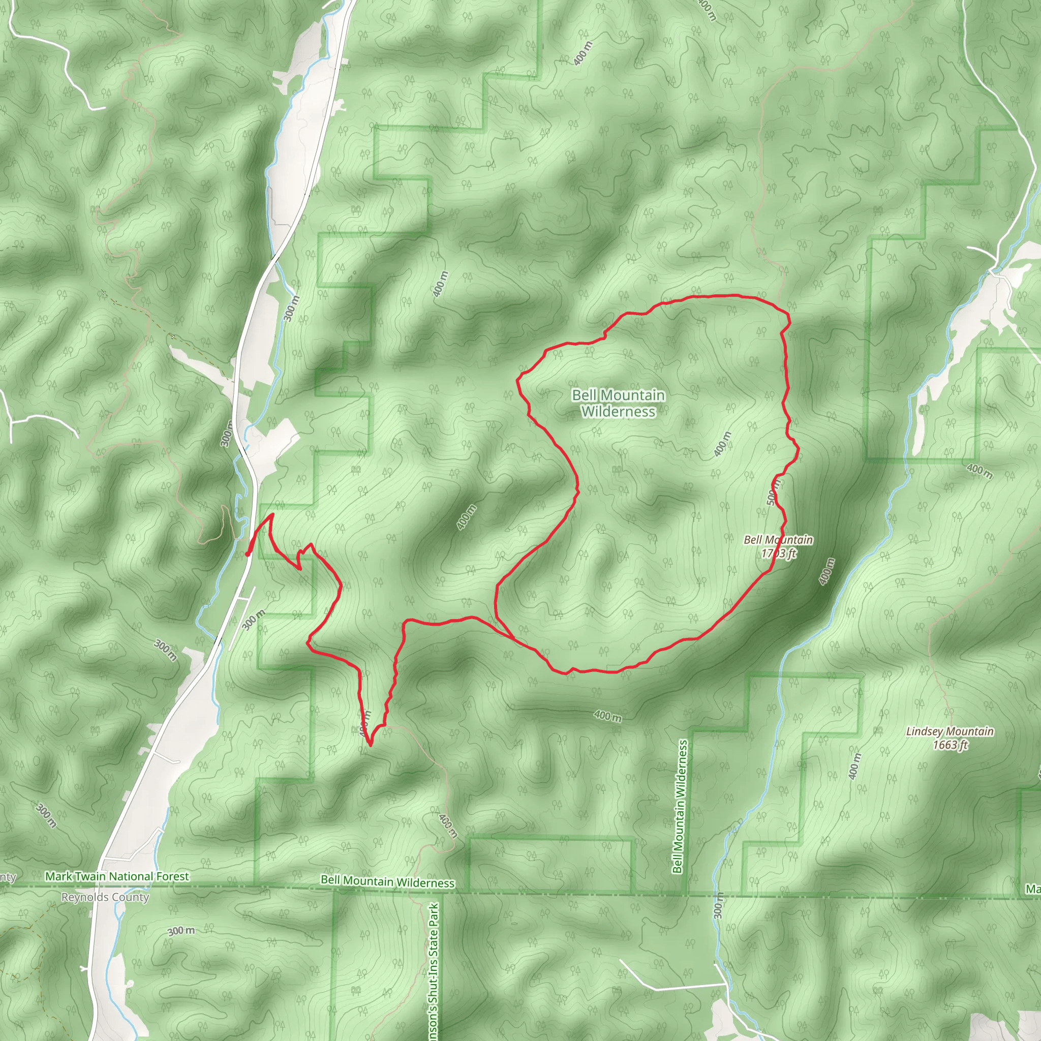 Bell Mountain Trail via Ozark Trail - Taum Sauk Section mobile static map