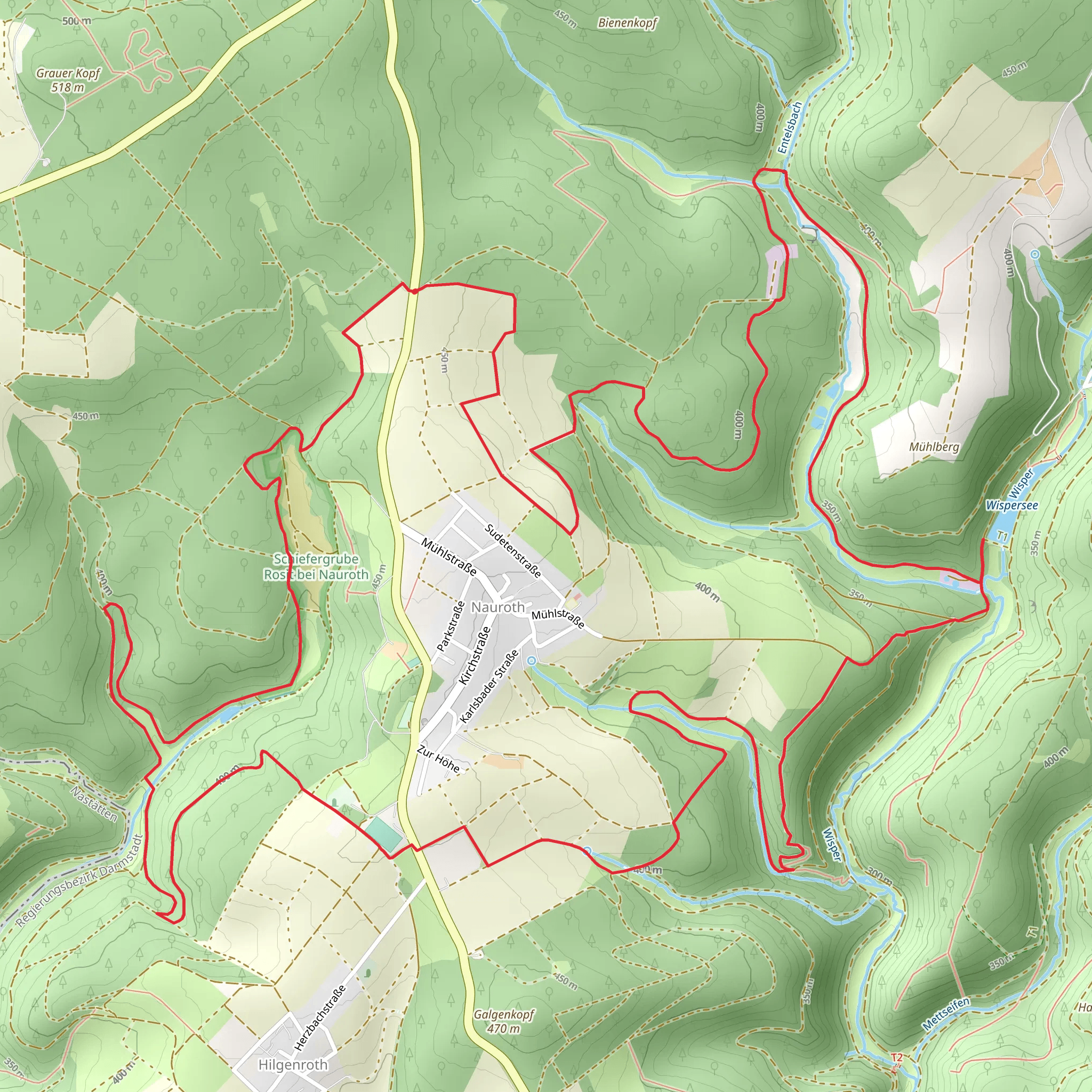 Herzbach and Wispersee Loop via Naurother Grubengold mobile static map