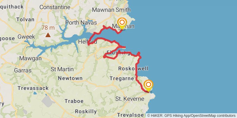 Cornwall Coast Path stage 20 Map
