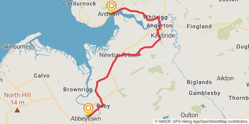 Ravenglass to Bowness-on-Solwayvia England Coast Path stage 6 Map