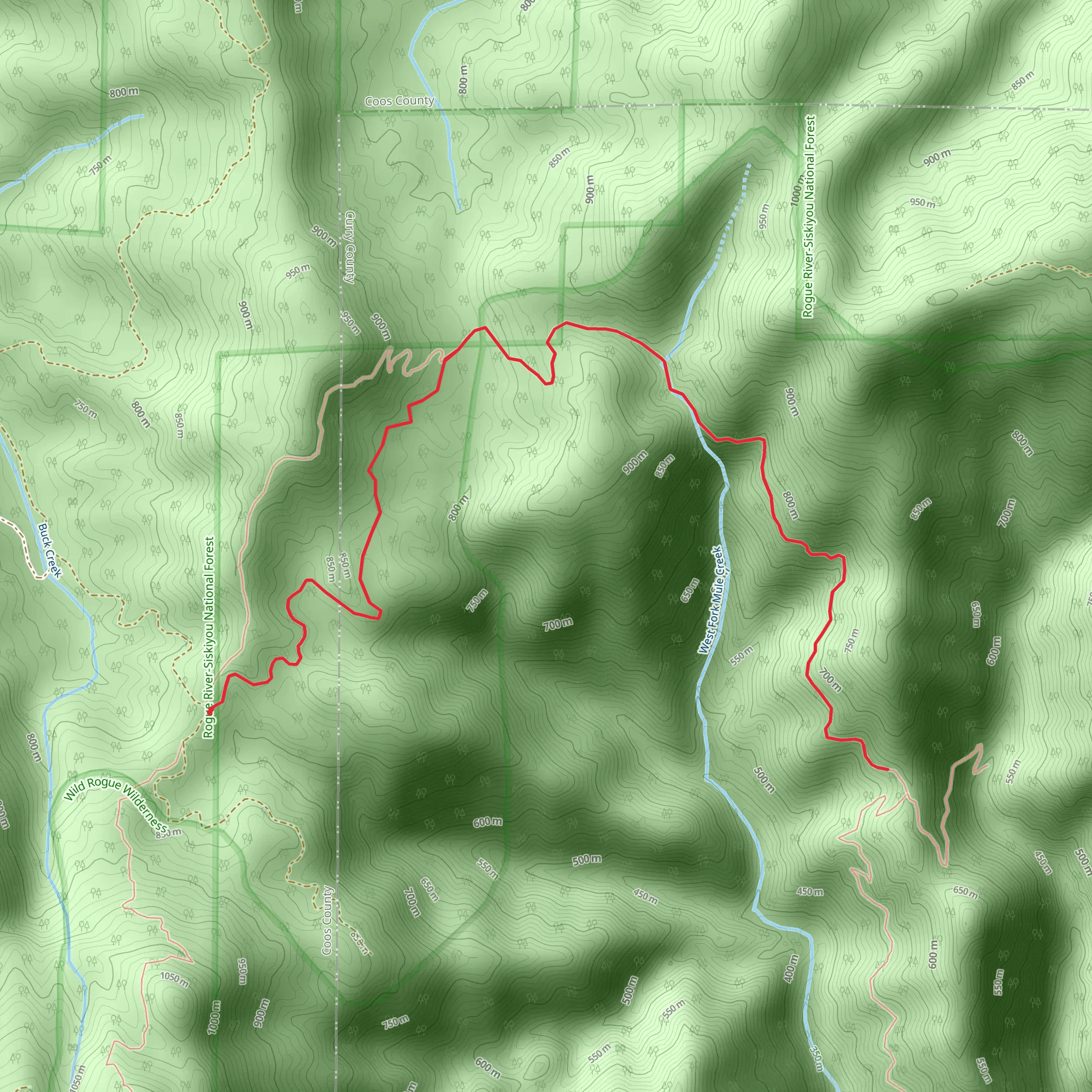 Mule Creek and West Fork Mule Creek Trail mobile static map