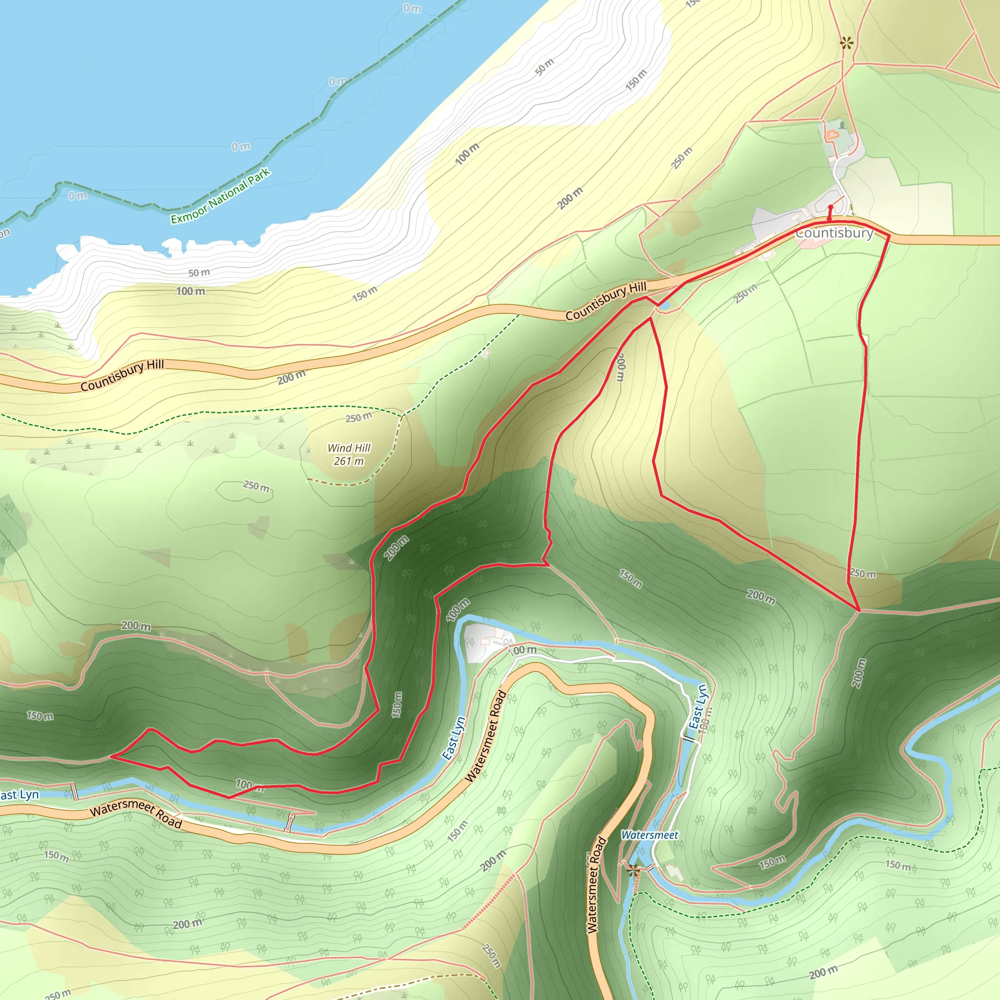 Countisbury Hill Walk mobile static map