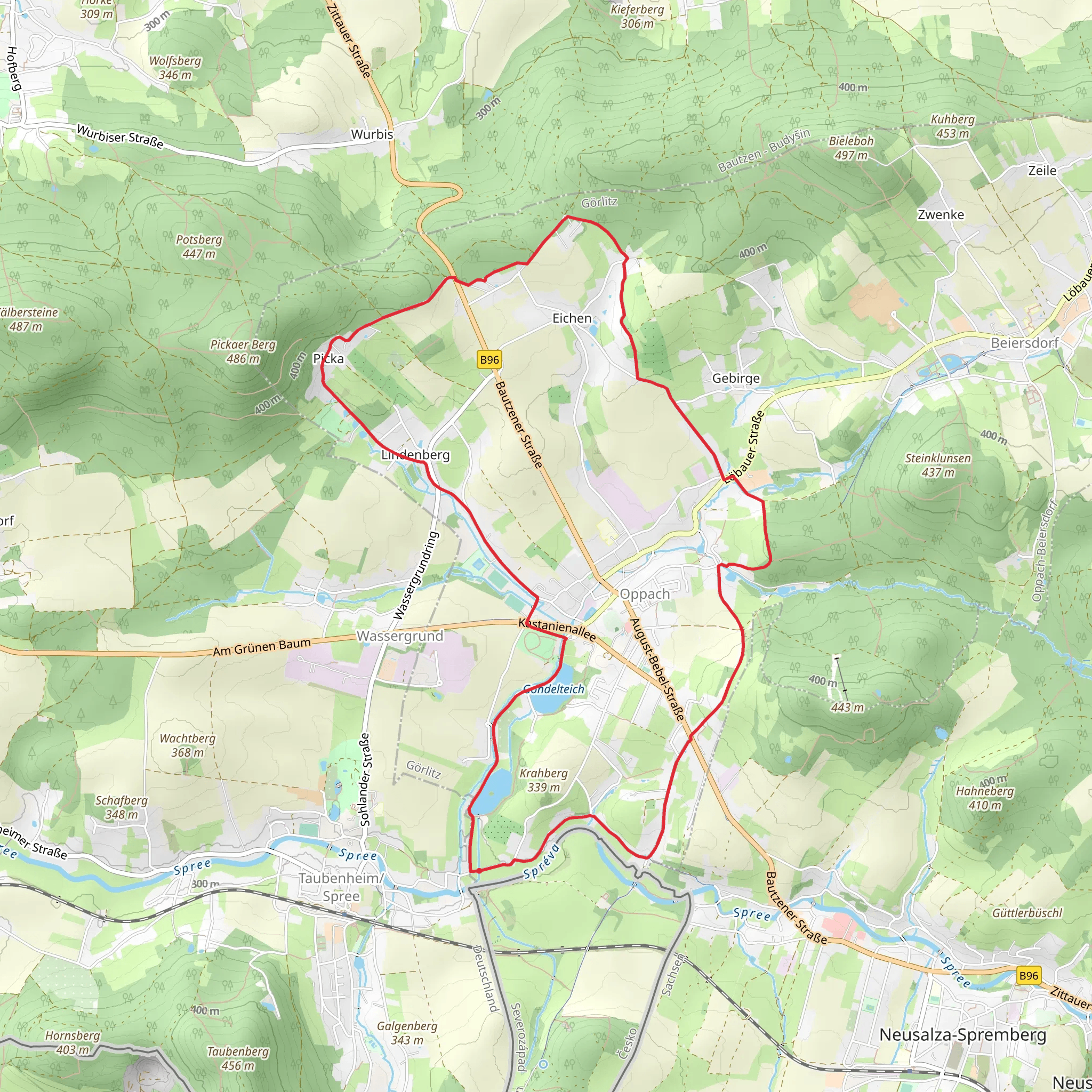Grenzmuehlteich and Gondelteich via Ringweg Oppach mobile static map