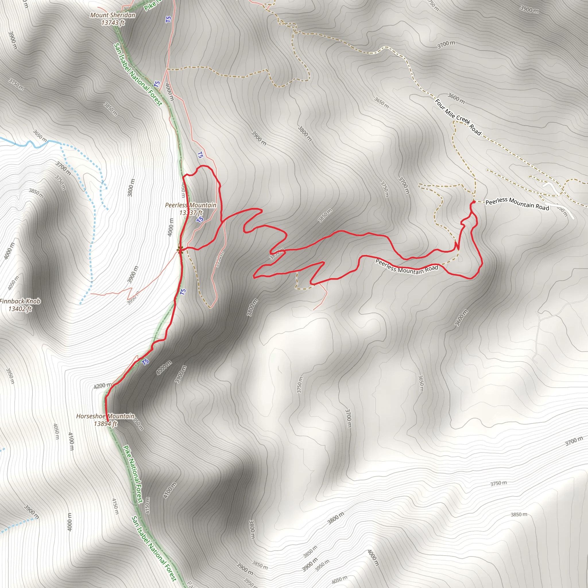 Peerless Mountain and Horseshoe Mountain mobile static map