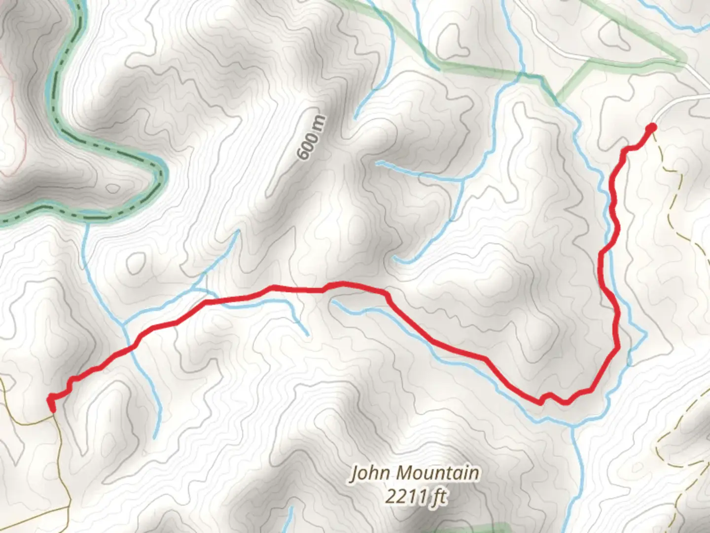 An image depicting the trail Fall Creek Road and its surrounding area.