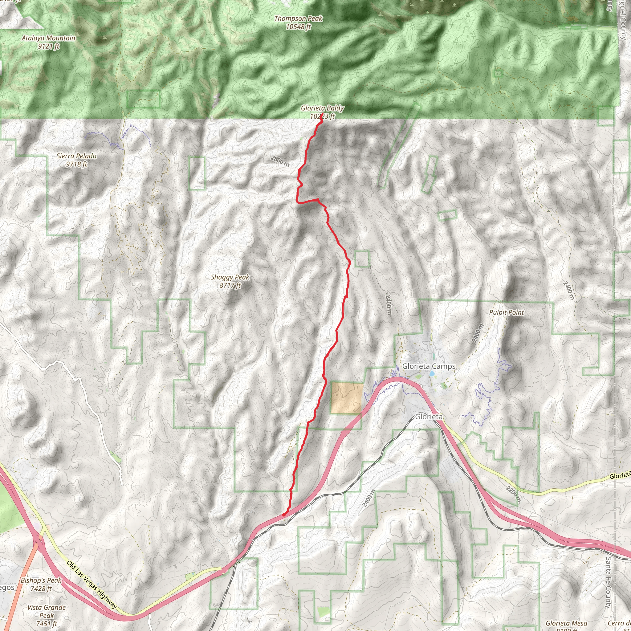 Glorieta Baldy via Deer Trail mobile static map