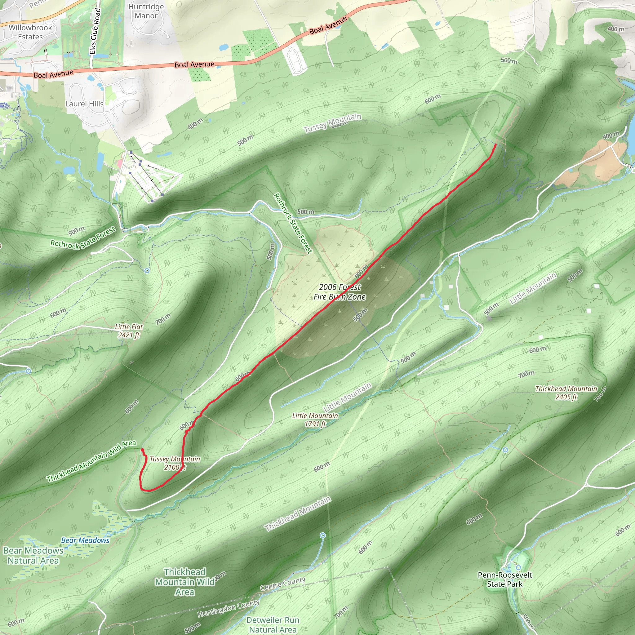 Tussey Mountain and Ridge Trail mobile static map