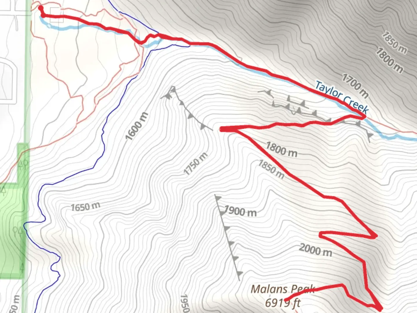An image depicting the trail Malans Peak via Malans Basin Trail and its surrounding area.