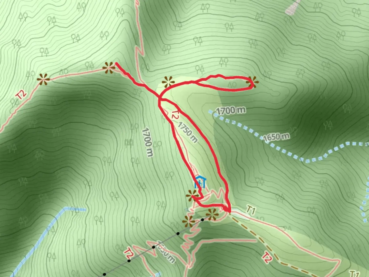 An image depicting the trail Ameisberg, Wank Spix and Eckenberg Via Alpina Violett and its surrounding area.