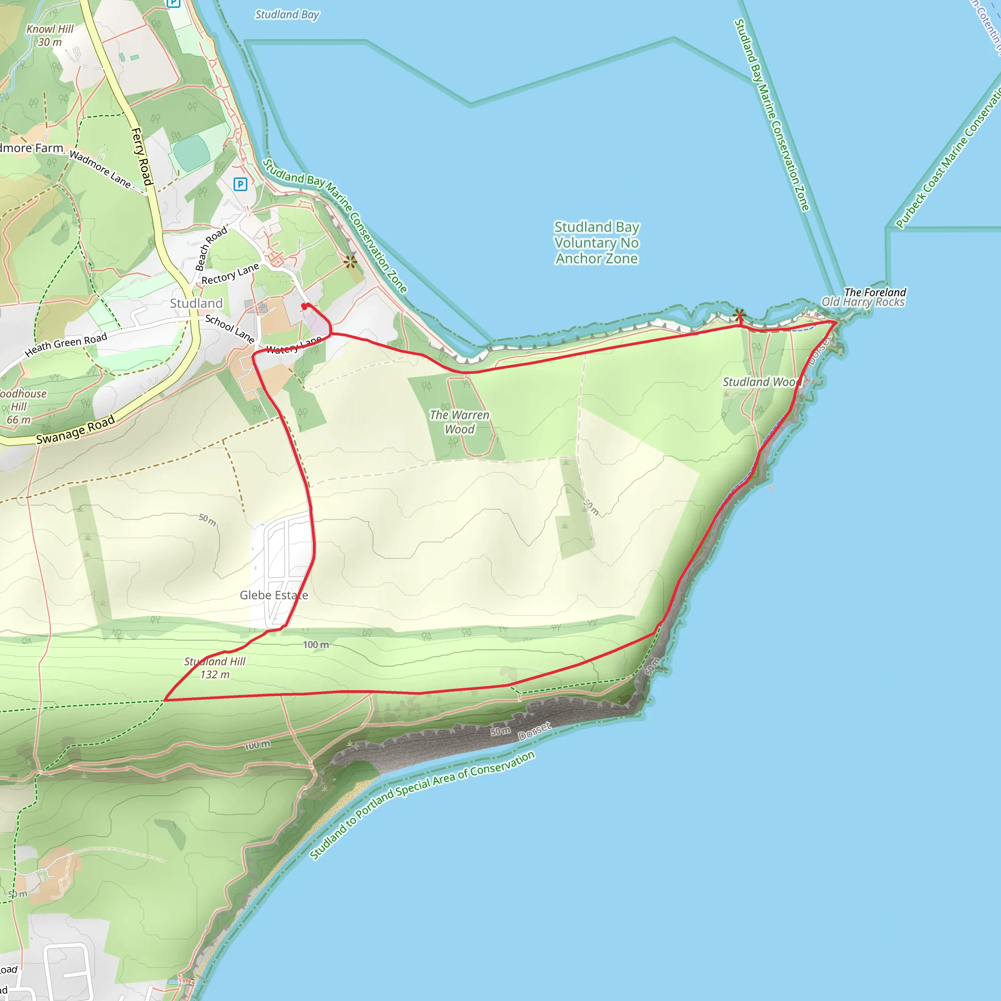 Oak Harry Rocks Viewpoint, Studland Hill via Purbeck Way mobile static map