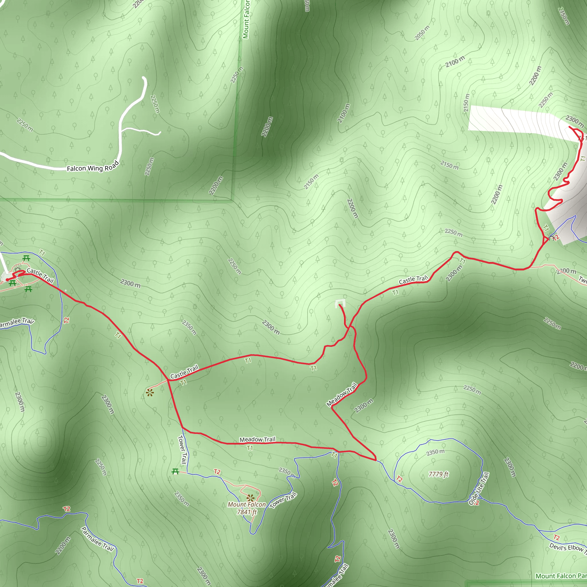 Walker's Dream and Castle Loop Trail mobile static map